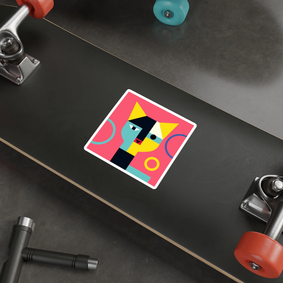 Meowhaus #3 Bauhaus Mondrian Inspired Abstract Cat Sticker
