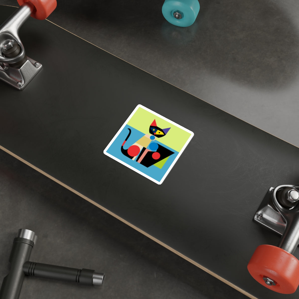 Meowhaus #5 Bauhaus Mondrian Inspired Abstract Cat Sticker |