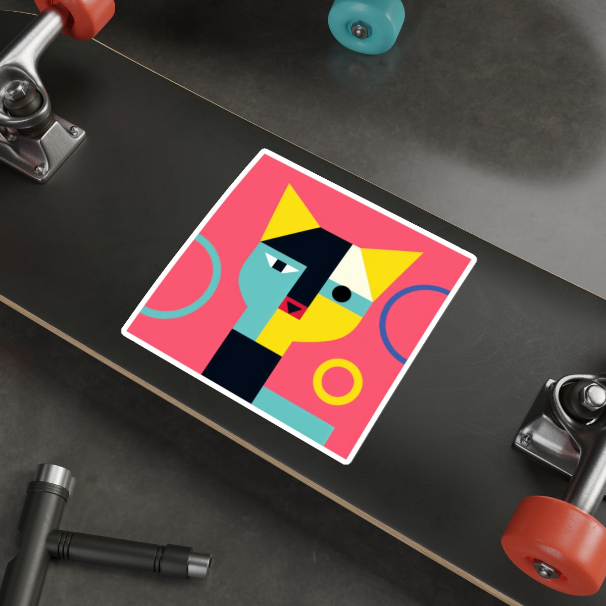 Meowhaus #3 Bauhaus Mondrian Inspired Abstract Cat Sticker