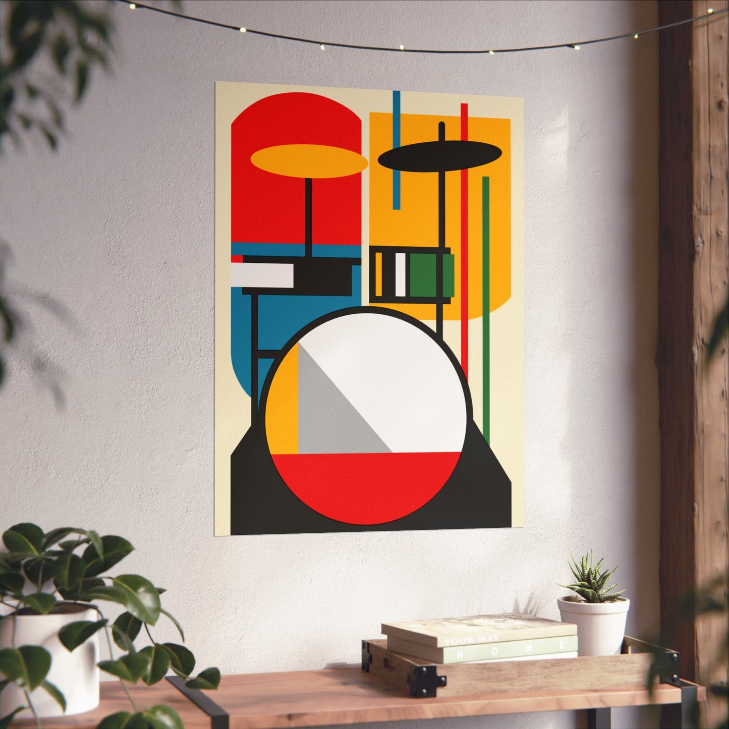 Abstract Drumset Poster Art Print | Bauhaus Geometric Minimal Jazz Music Studio Decor | Gift for Drummers