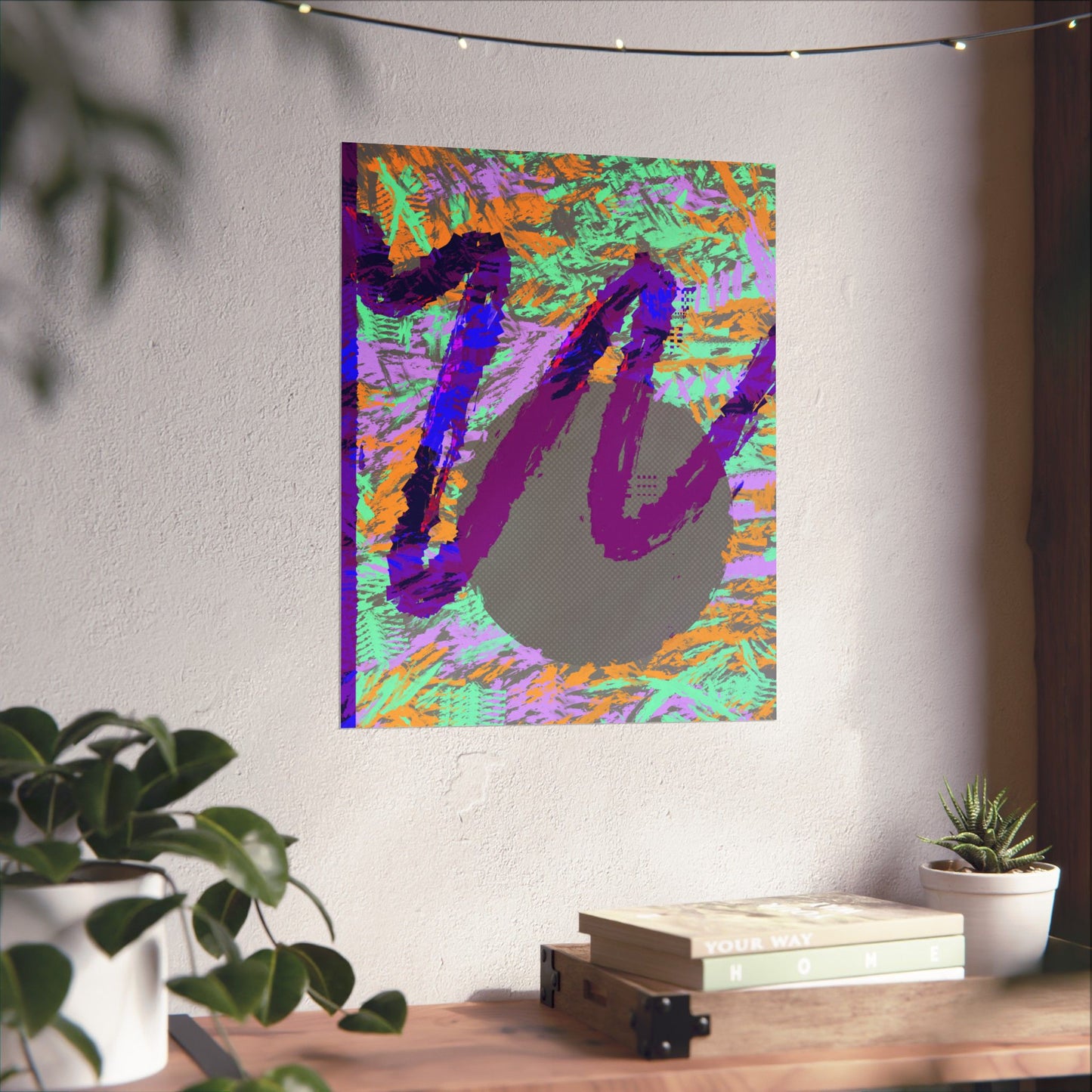 Scribble Neon Poster Art Print | Abstract, Geometric, Minimal 80's Decor, Nostalgia