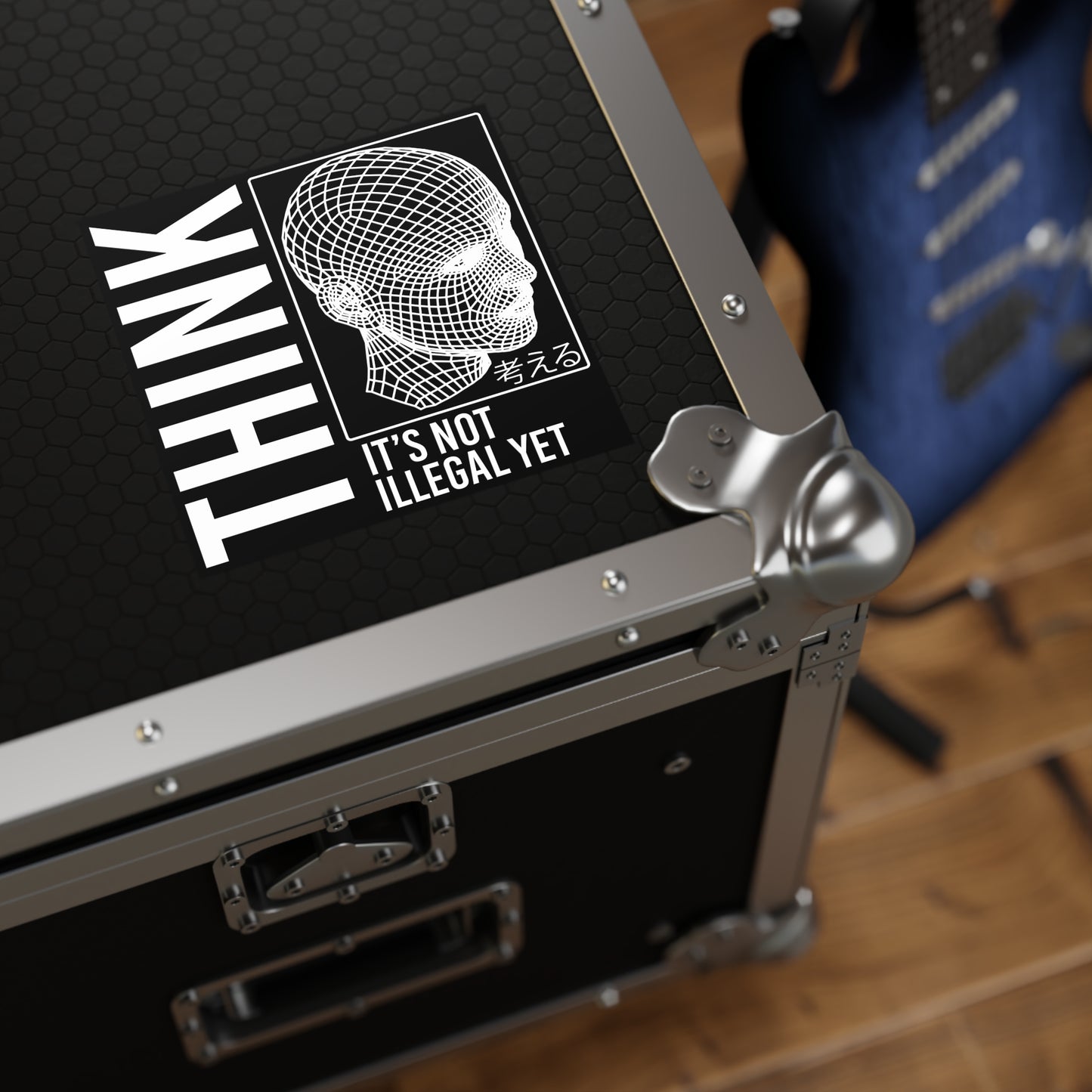 THINK It's Not Illegal Yet Sticker Vinyl - Inverted Edition | Vaporwave Cyberpunk Weirdcore | Typography Wireframe 2x2-6x6
