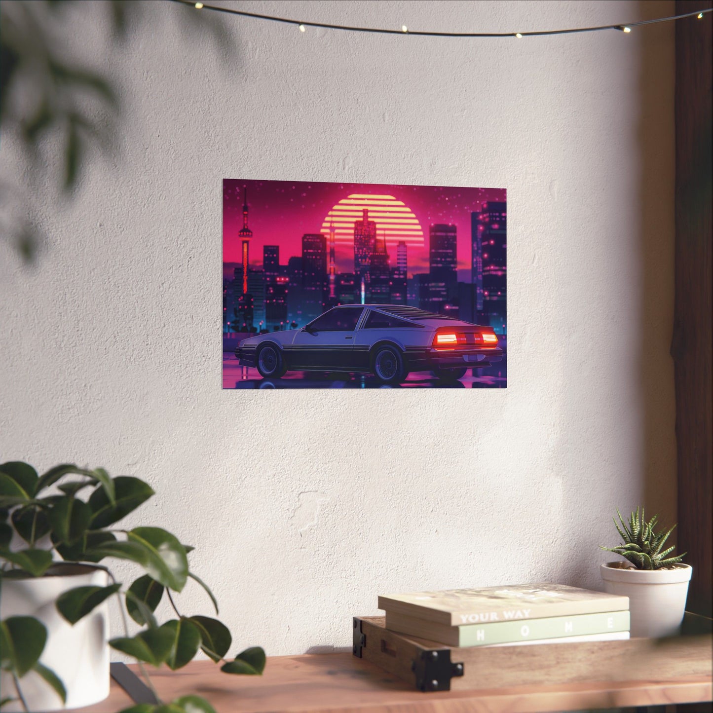 Outrun Synthwave Sunset Poster - Aesthetic Nightlife Wall Decor