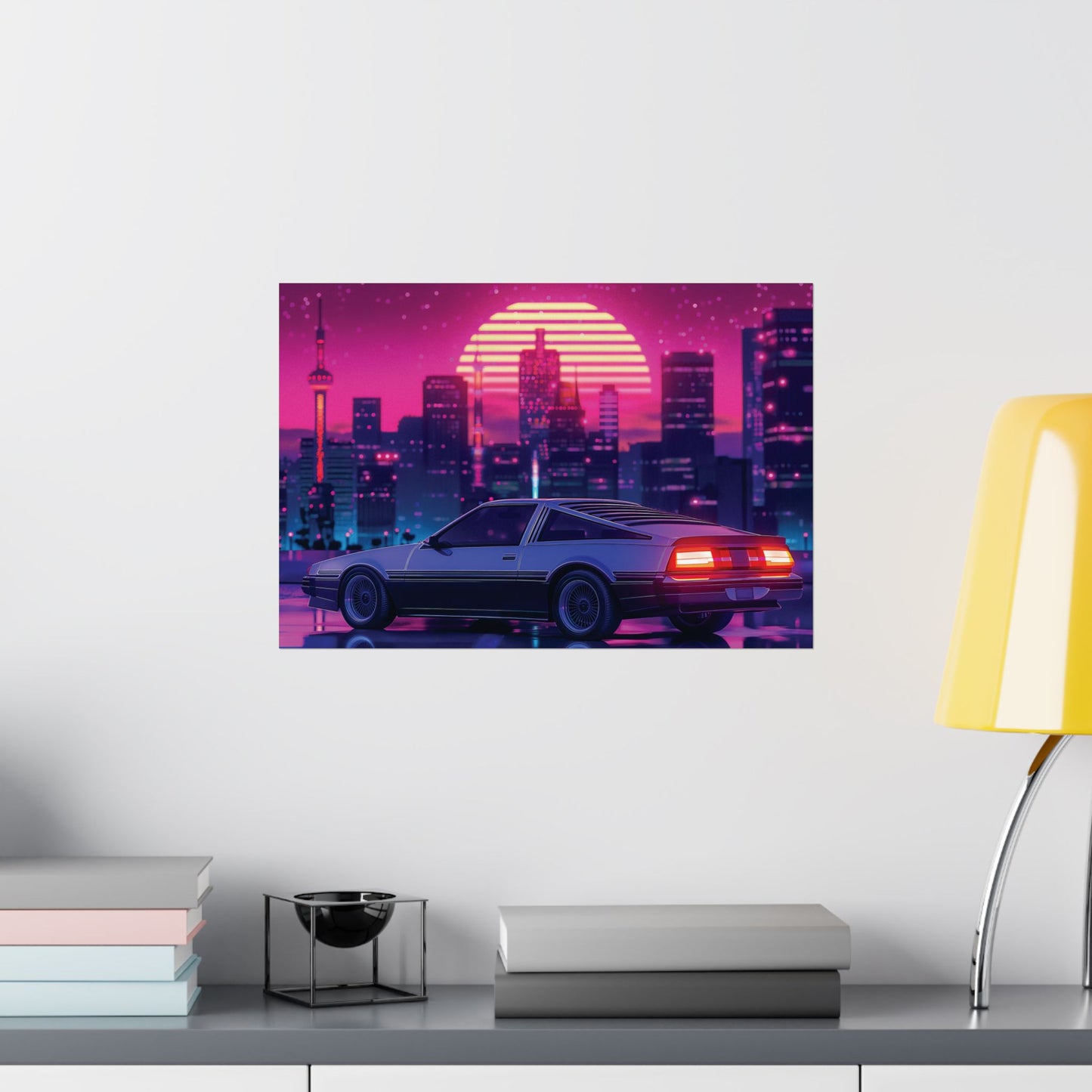Outrun Synthwave Sunset Poster - Aesthetic Nightlife Wall Decor