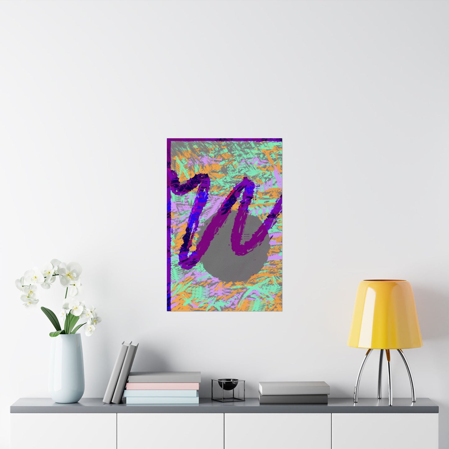 Scribble Neon Poster Art Print | Abstract, Geometric, Minimal 80's Decor, Nostalgia