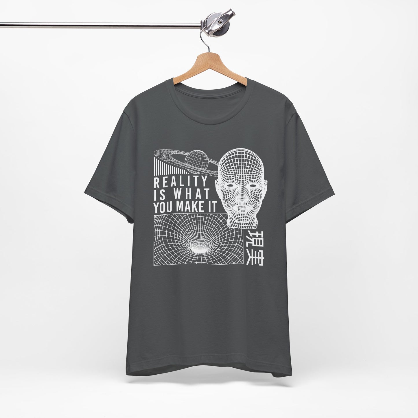 Reality Cyberpunk TShirt - Vaporwave Outrun Aesthetic, Typographic Wireframe, Abstract Original Streetwear Tee