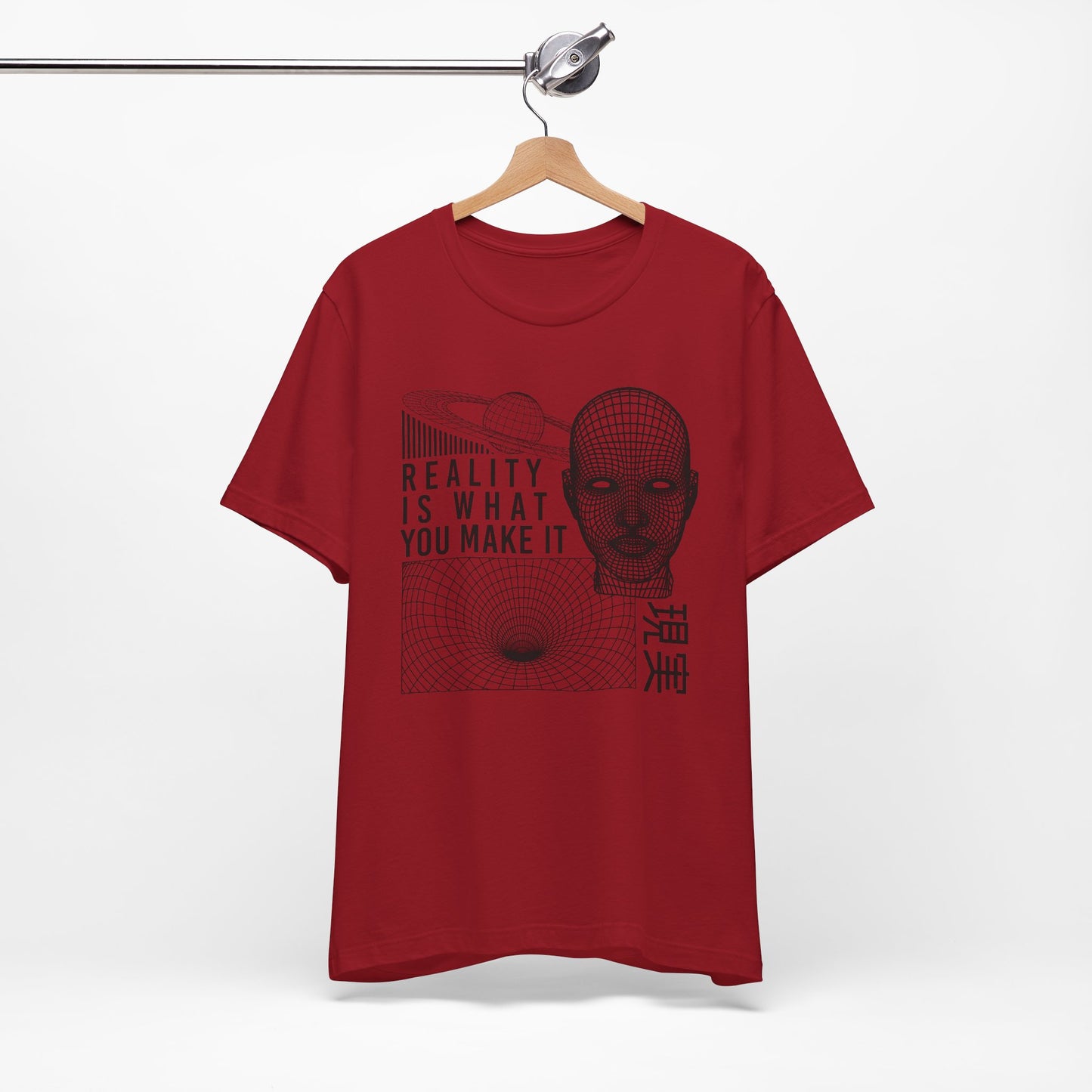 Reality Cyberpunk TShirt - Vaporwave Outrun Aesthetic, Typographic Wireframe, Abstract Original Streetwear Tee