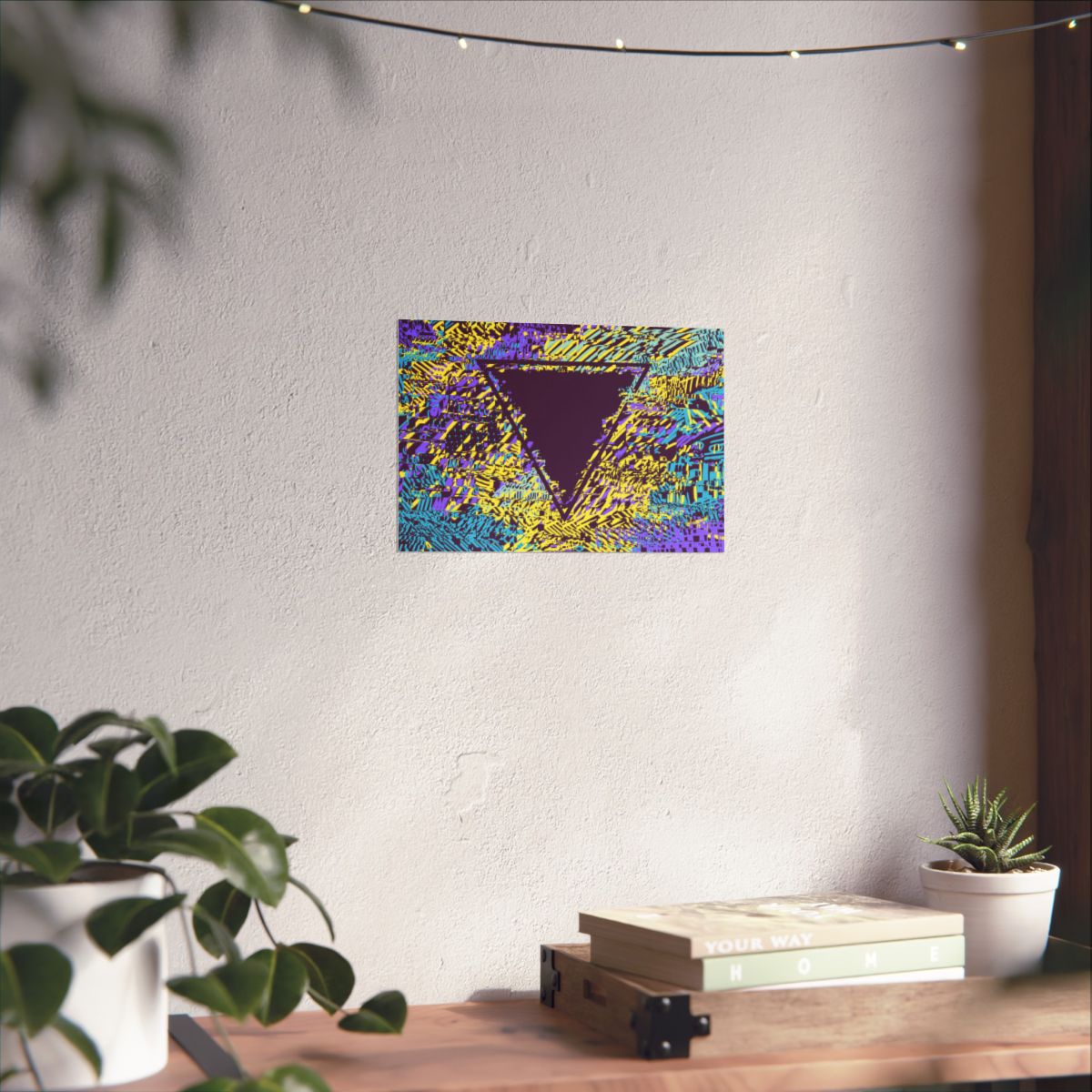 Tessellate - Glitch Art Triangle Poster, Geometric Abstract Purple Yellow & Teal, Wall Art Print, Home Decor, Original Artwork