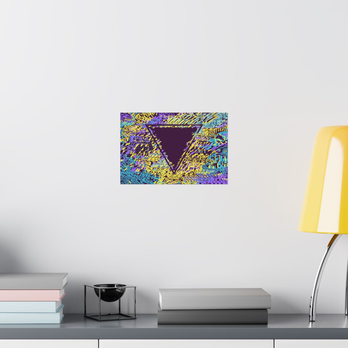 Tessellate - Glitch Art Triangle Poster, Geometric Abstract Purple Yellow & Teal, Wall Art Print, Home Decor, Original Artwork