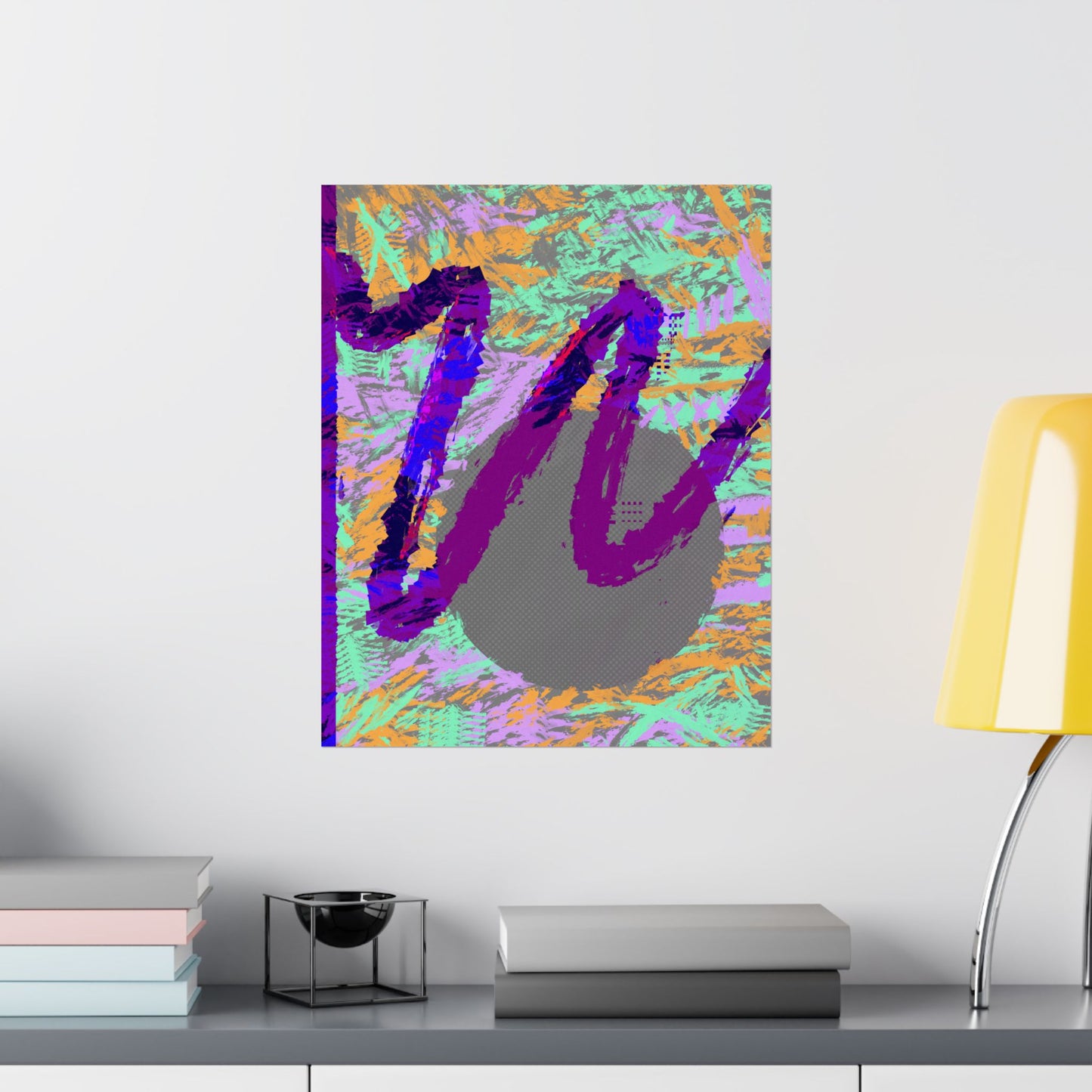 Scribble Neon Poster Art Print | Abstract, Geometric, Minimal 80's Decor, Nostalgia