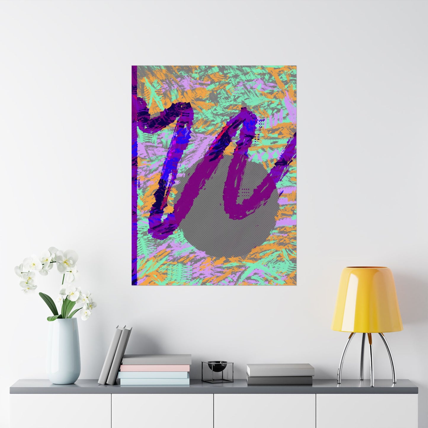 Scribble Neon Poster Art Print | Abstract, Geometric, Minimal 80's Decor, Nostalgia