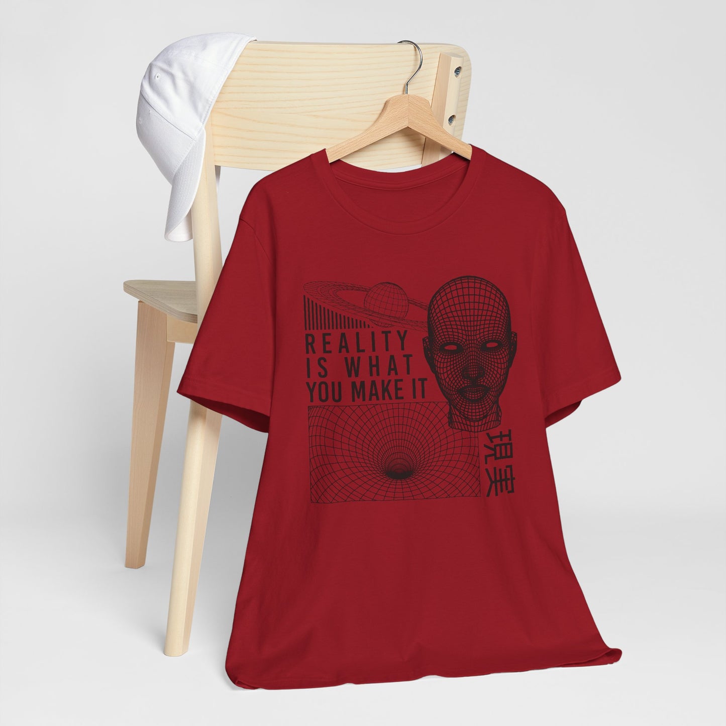 Reality Cyberpunk TShirt - Vaporwave Outrun Aesthetic, Typographic Wireframe, Abstract Original Streetwear Tee