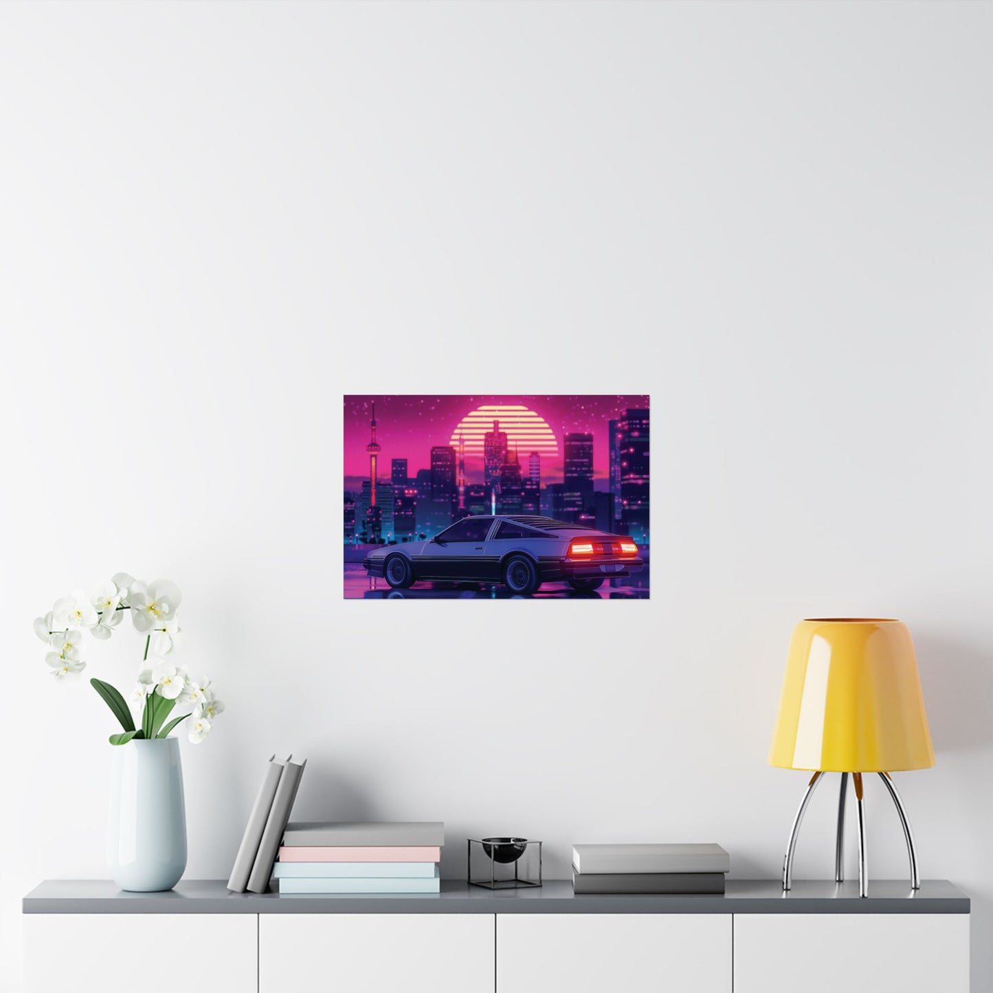 Outrun Synthwave Sunset Poster - Aesthetic Nightlife Wall Decor