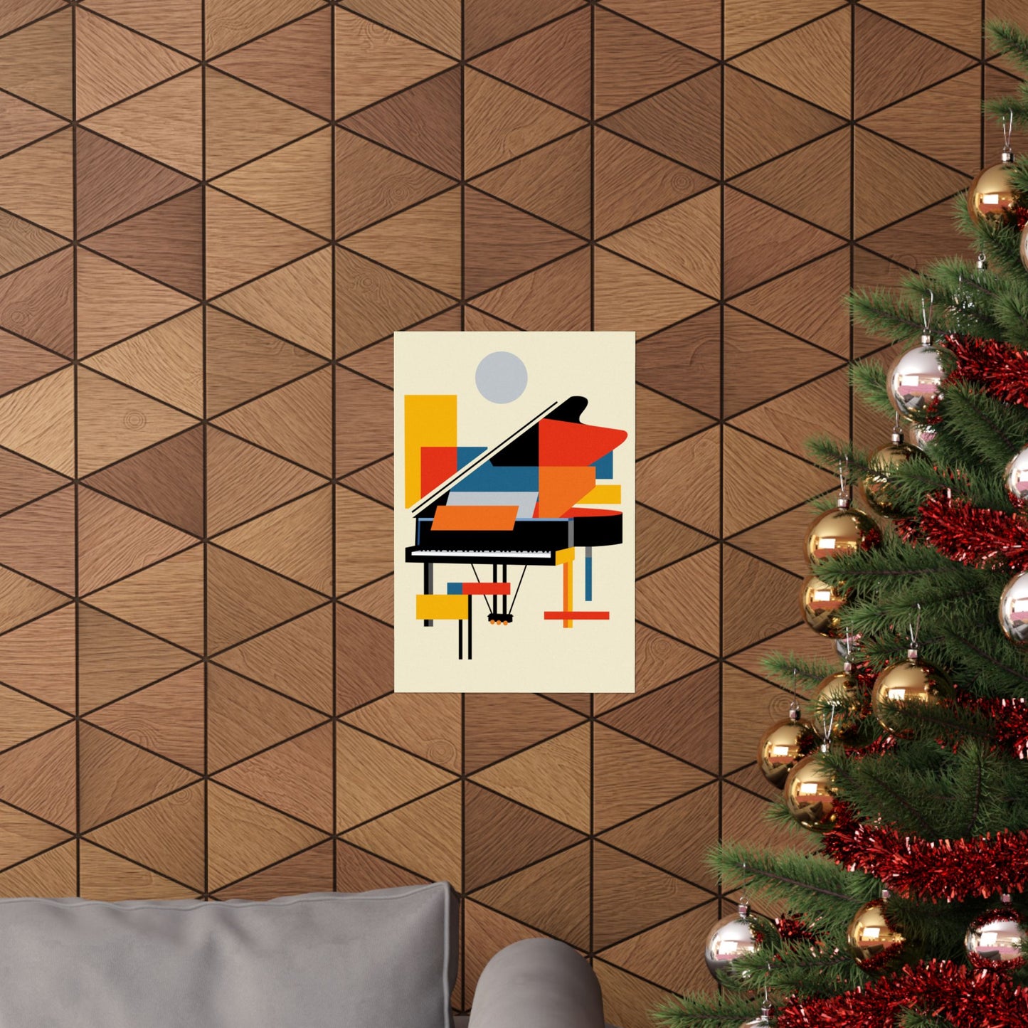 Abstract Piano Poster Art Print | Bauhaus Geometric Minimal Jazz Music Studio Decor | Gift for Musician | Mondrian Inspired