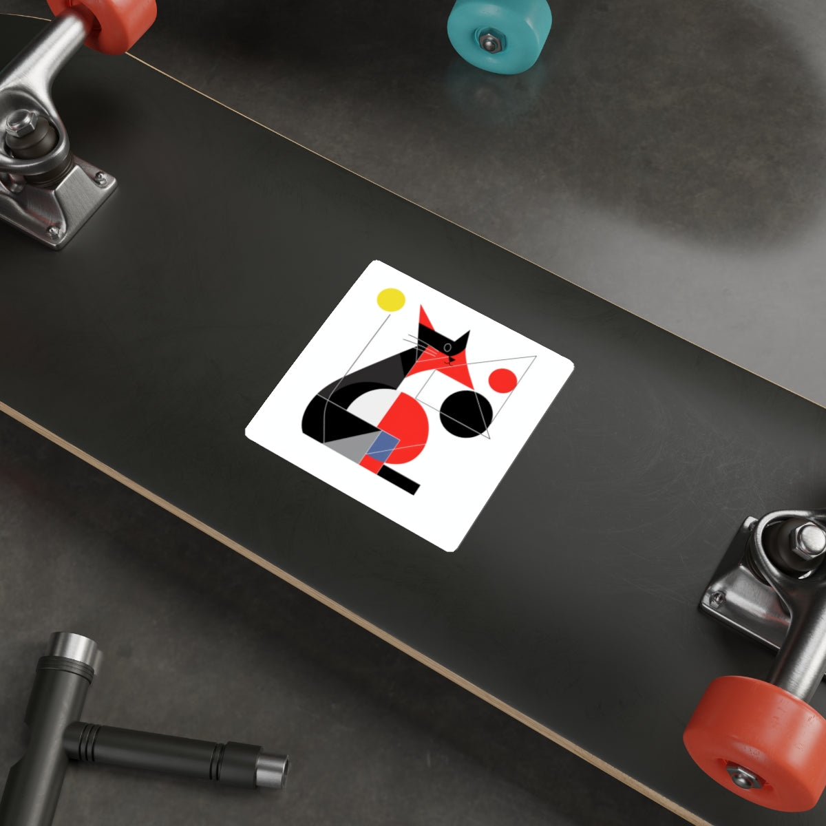 Meowhaus #4 Bauhaus Mondrian Inspired Abstract Cat Sticker