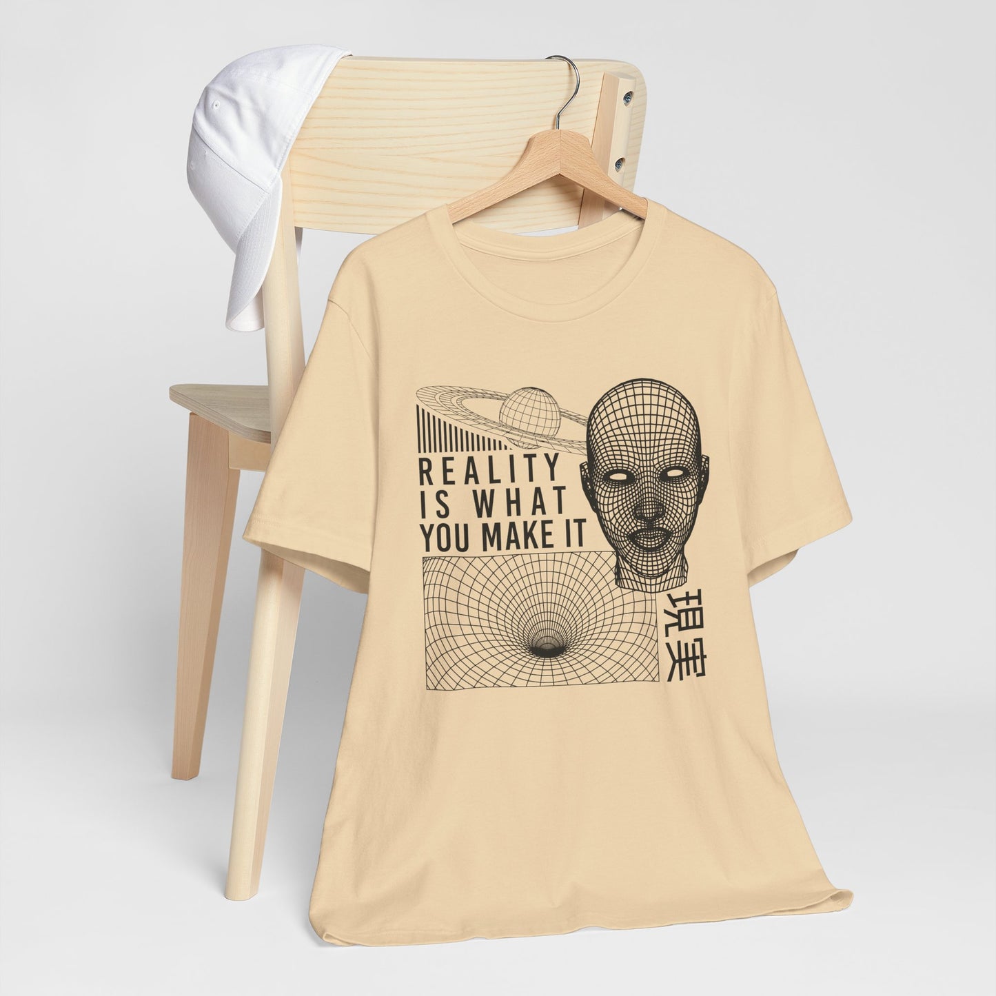 Reality Cyberpunk TShirt - Vaporwave Outrun Aesthetic, Typographic Wireframe, Abstract Original Streetwear Tee