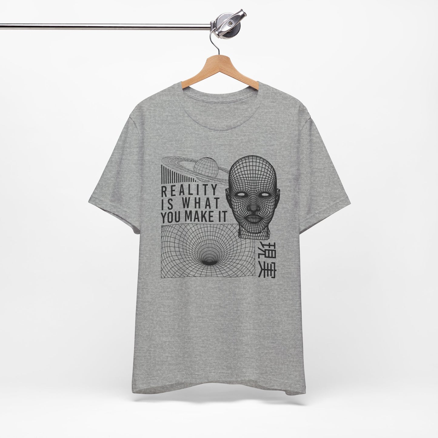 Reality Cyberpunk TShirt - Vaporwave Outrun Aesthetic, Typographic Wireframe, Abstract Original Streetwear Tee
