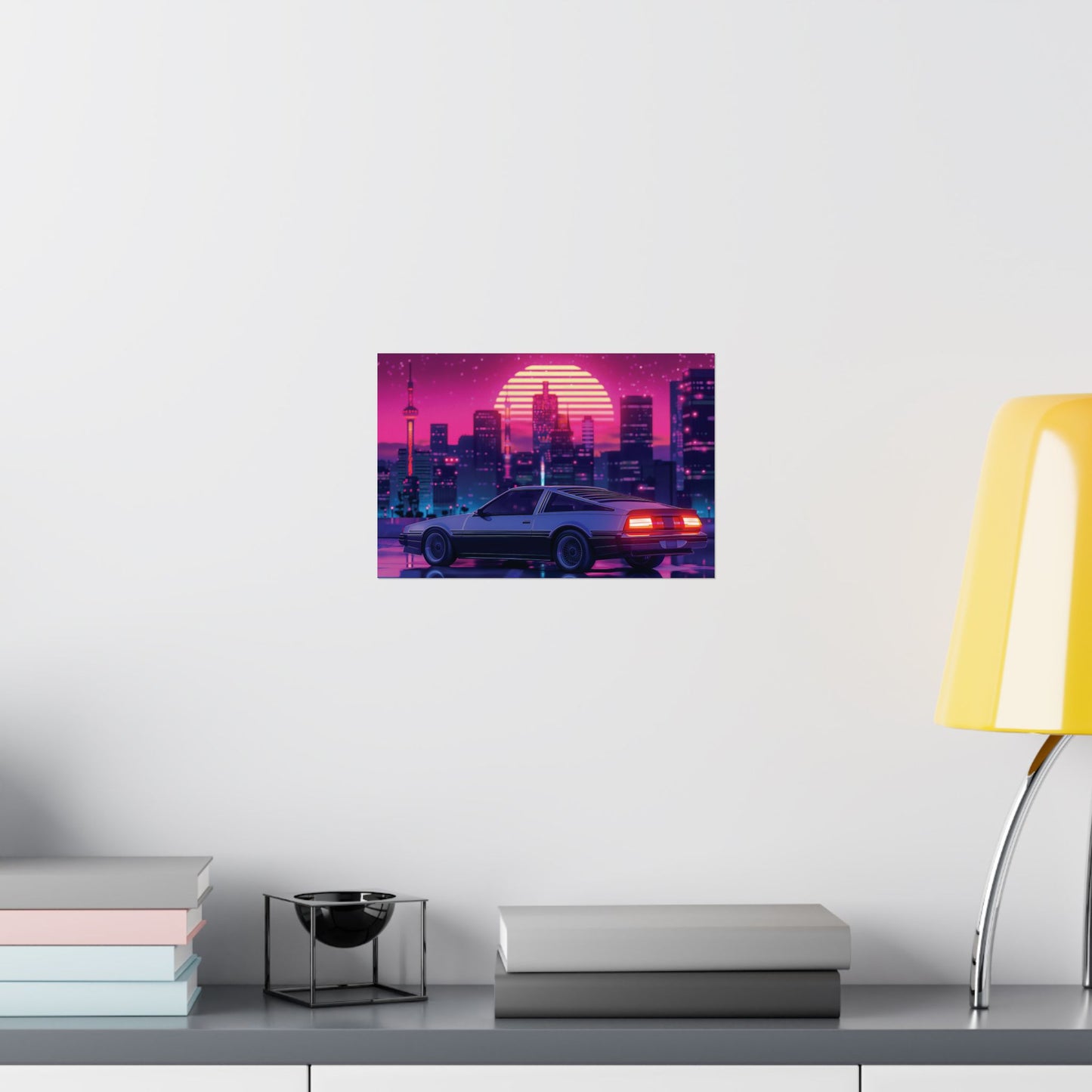 Outrun Synthwave Sunset Poster - Aesthetic Nightlife Wall Decor