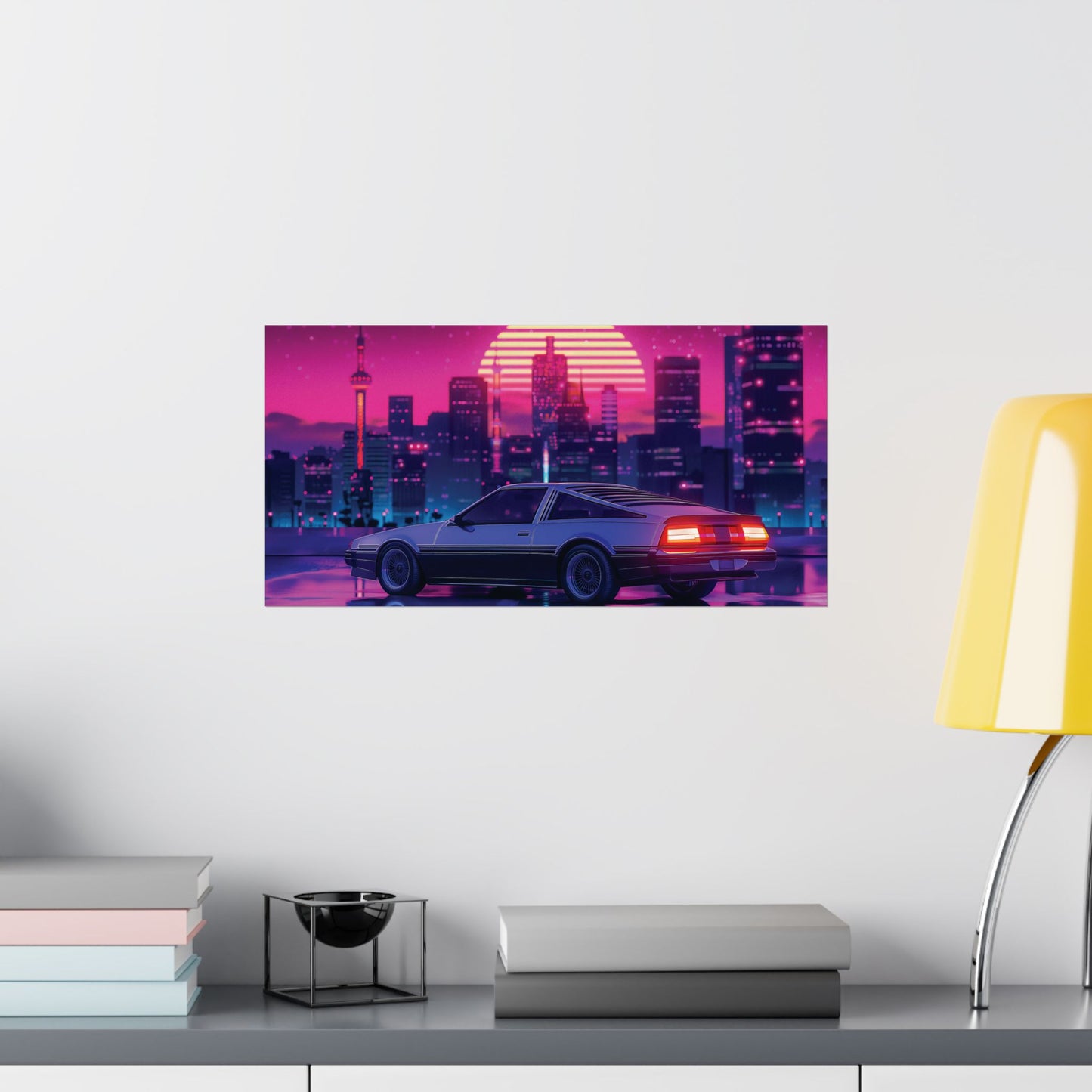 Outrun Synthwave Sunset Poster - Aesthetic Nightlife Wall Decor