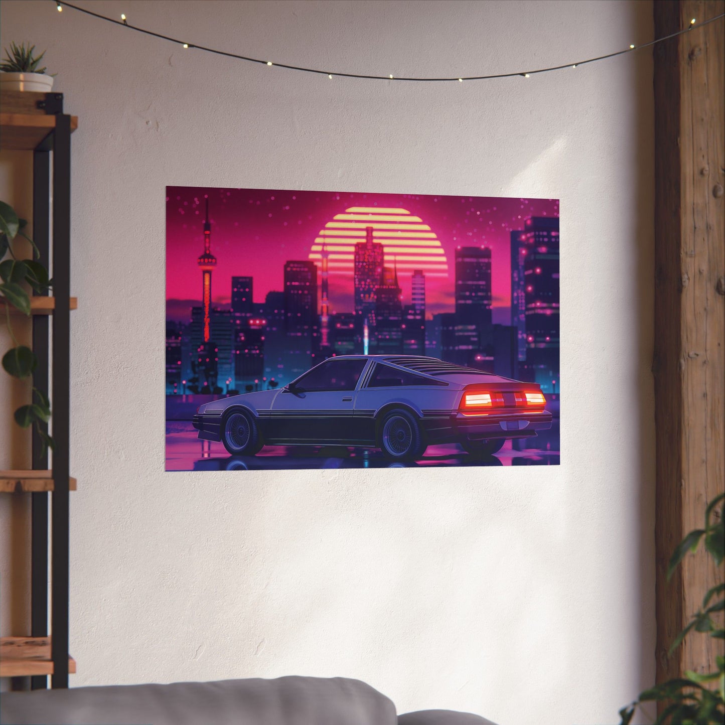 Outrun Synthwave Sunset Poster - Aesthetic Nightlife Wall Decor