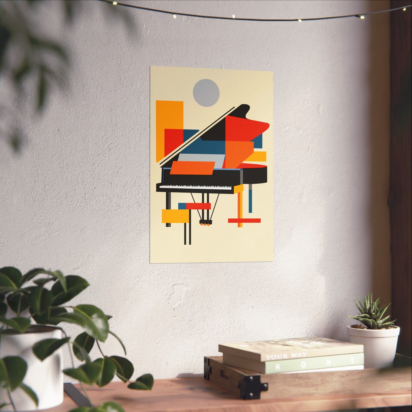 Abstract Piano Poster Art Print | Bauhaus Geometric Minimal Jazz Music Studio Decor | Gift for Musician | Mondrian Inspired