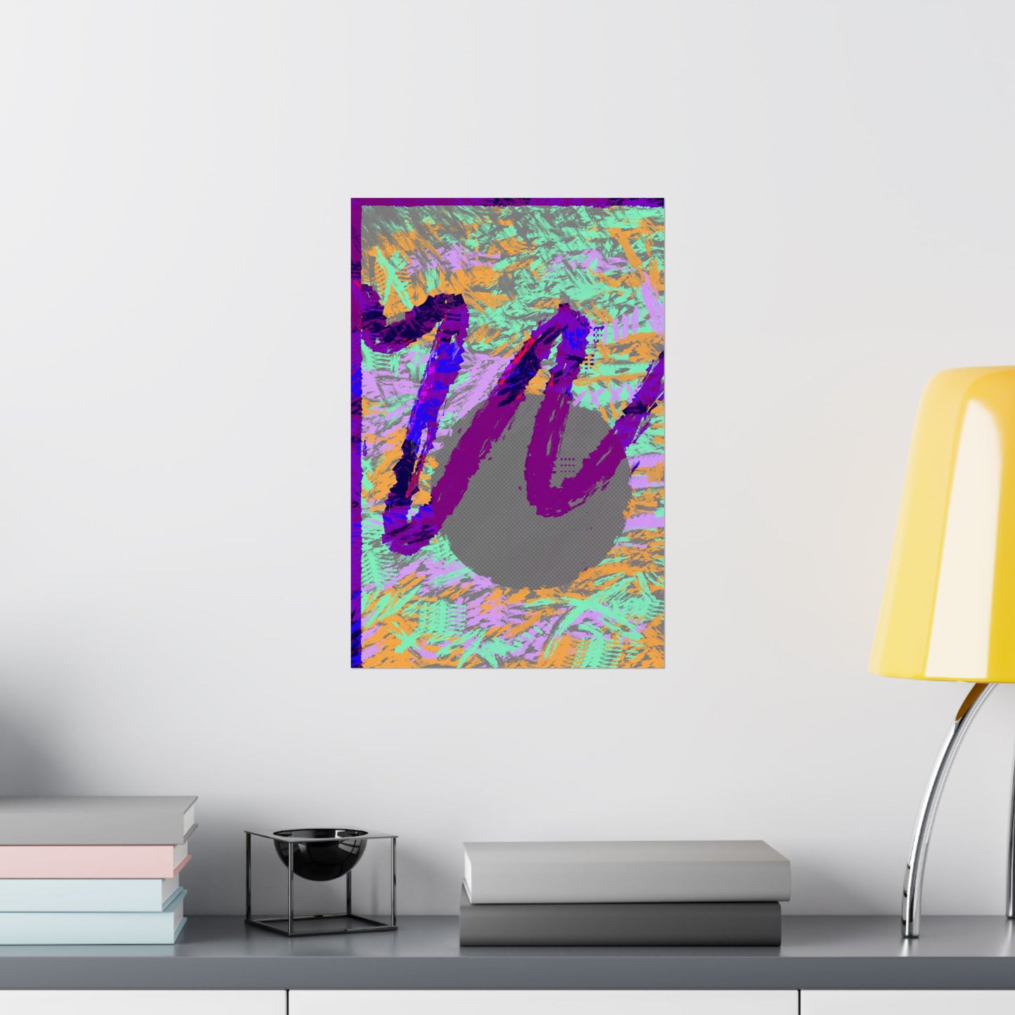 Scribble Neon Poster Art Print | Abstract, Geometric, Minimal 80's Decor, Nostalgia