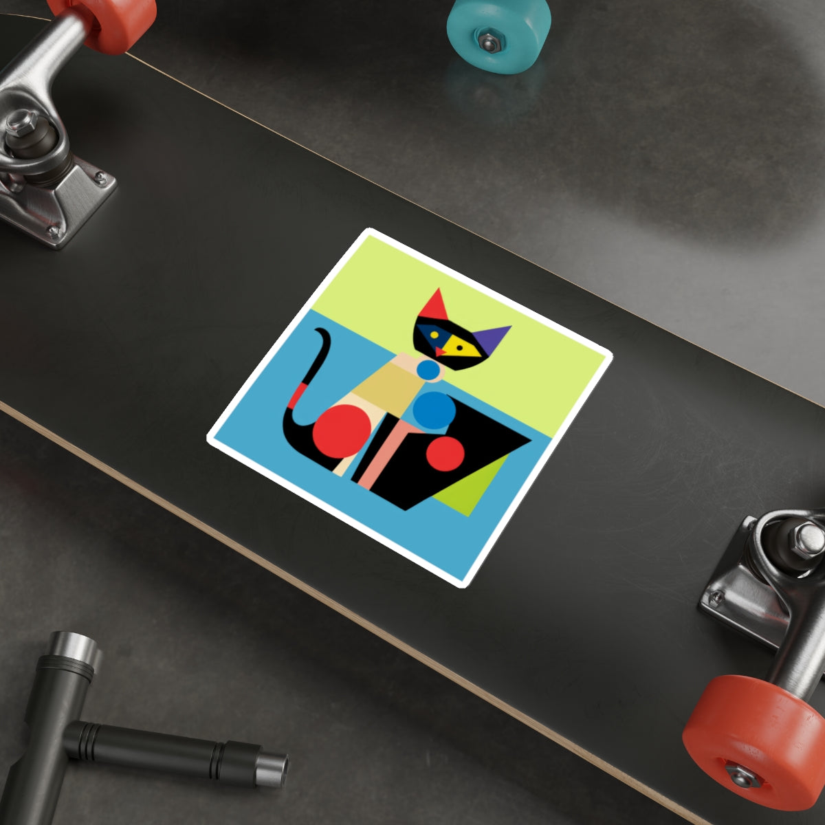 Meowhaus #5 Bauhaus Mondrian Inspired Abstract Cat Sticker |