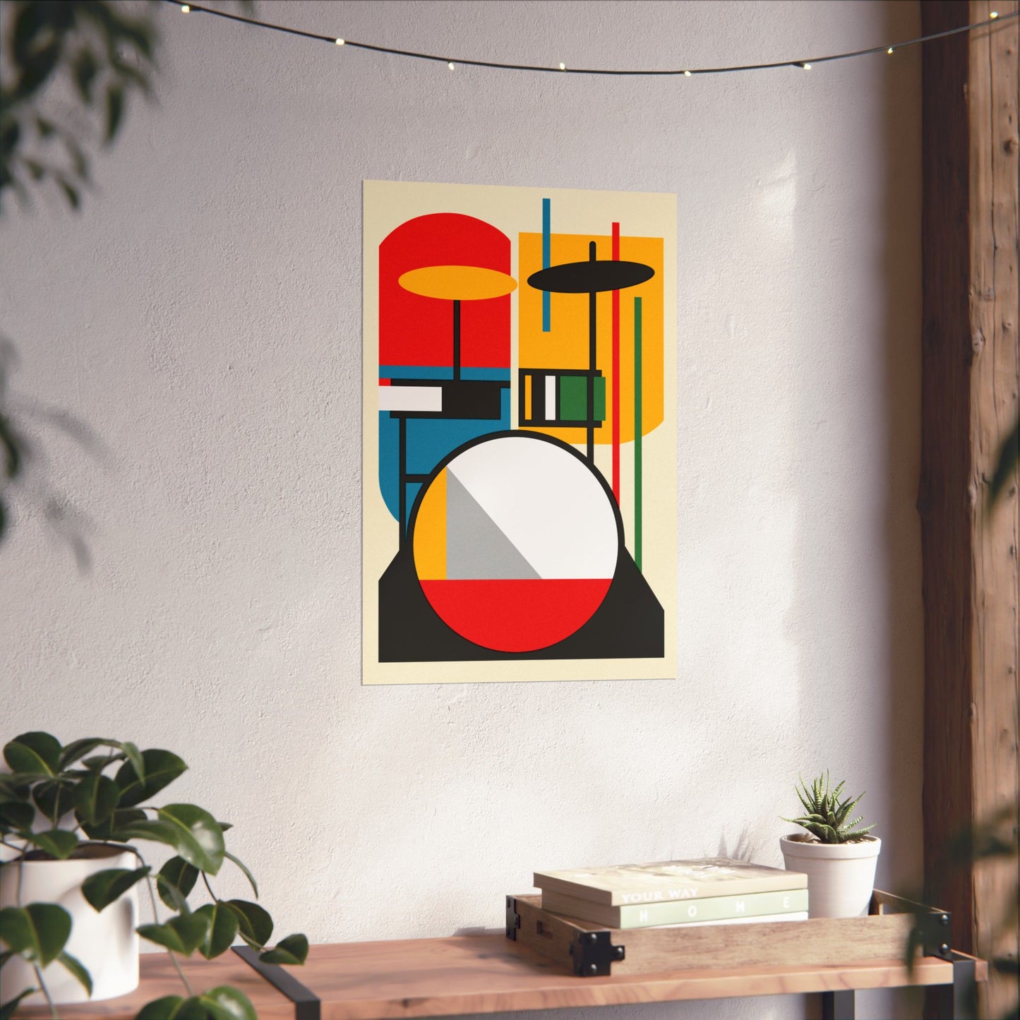 Abstract Drumset Poster Art Print | Bauhaus Geometric Minimal Jazz Music Studio Decor | Gift for Drummers