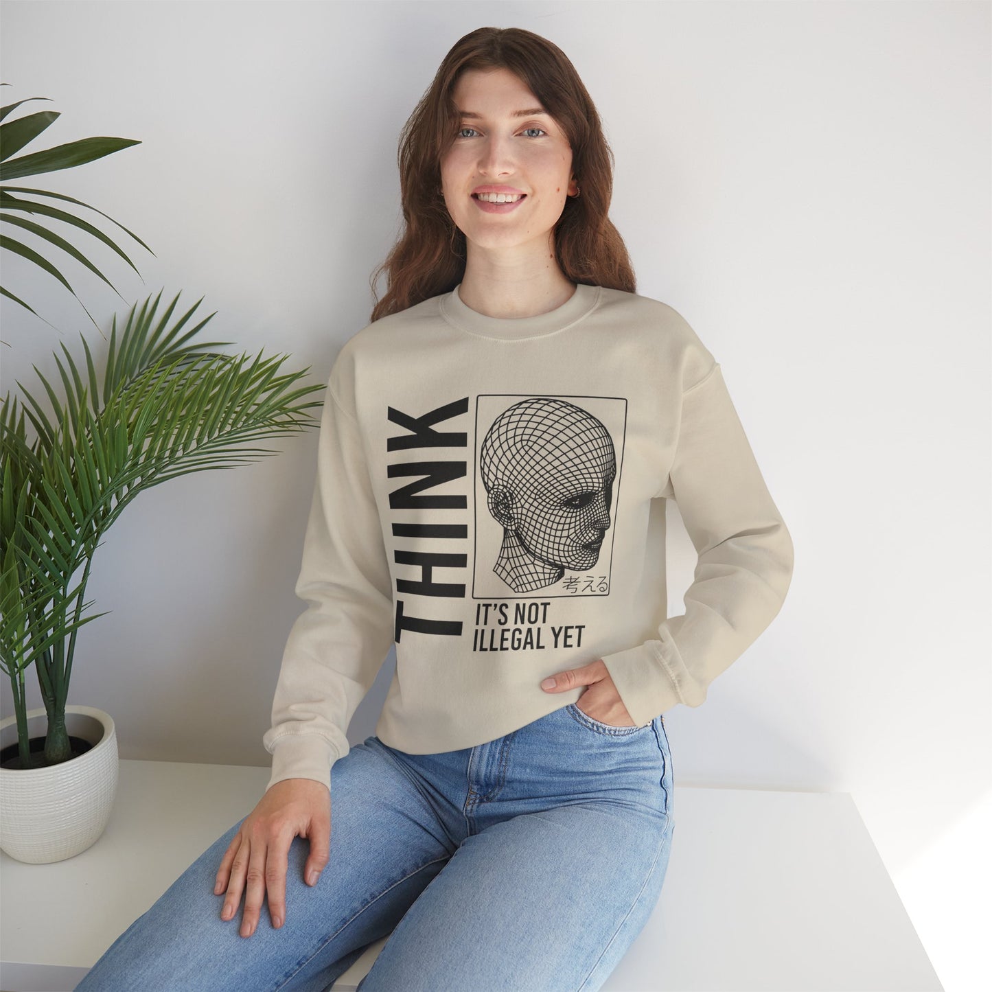 THINK It's Not Illegal Yet - Unisex Heavy Blend Sweatshirt Sweater Streetwear - Cyberpunk Vaporwave Aesthetic