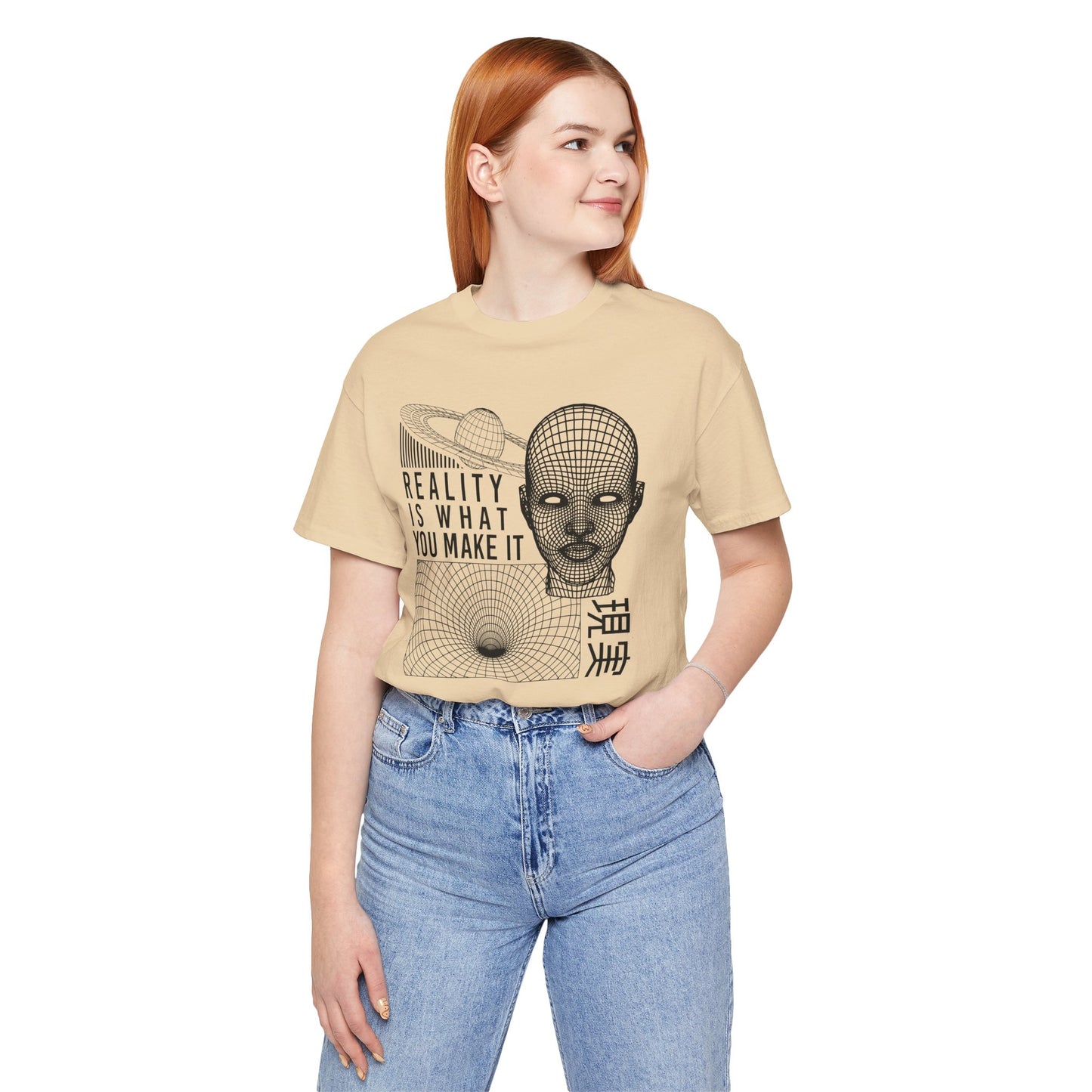 Reality Cyberpunk TShirt - Vaporwave Outrun Aesthetic, Typographic Wireframe, Abstract Original Streetwear Tee
