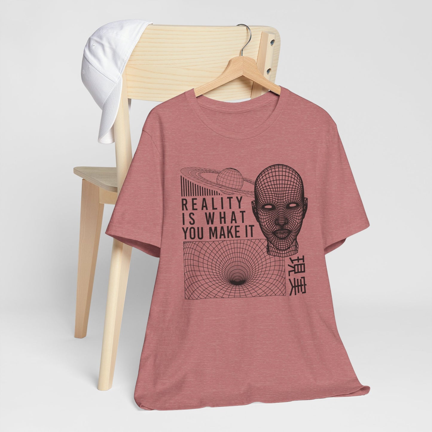 Reality Cyberpunk TShirt - Vaporwave Outrun Aesthetic, Typographic Wireframe, Abstract Original Streetwear Tee