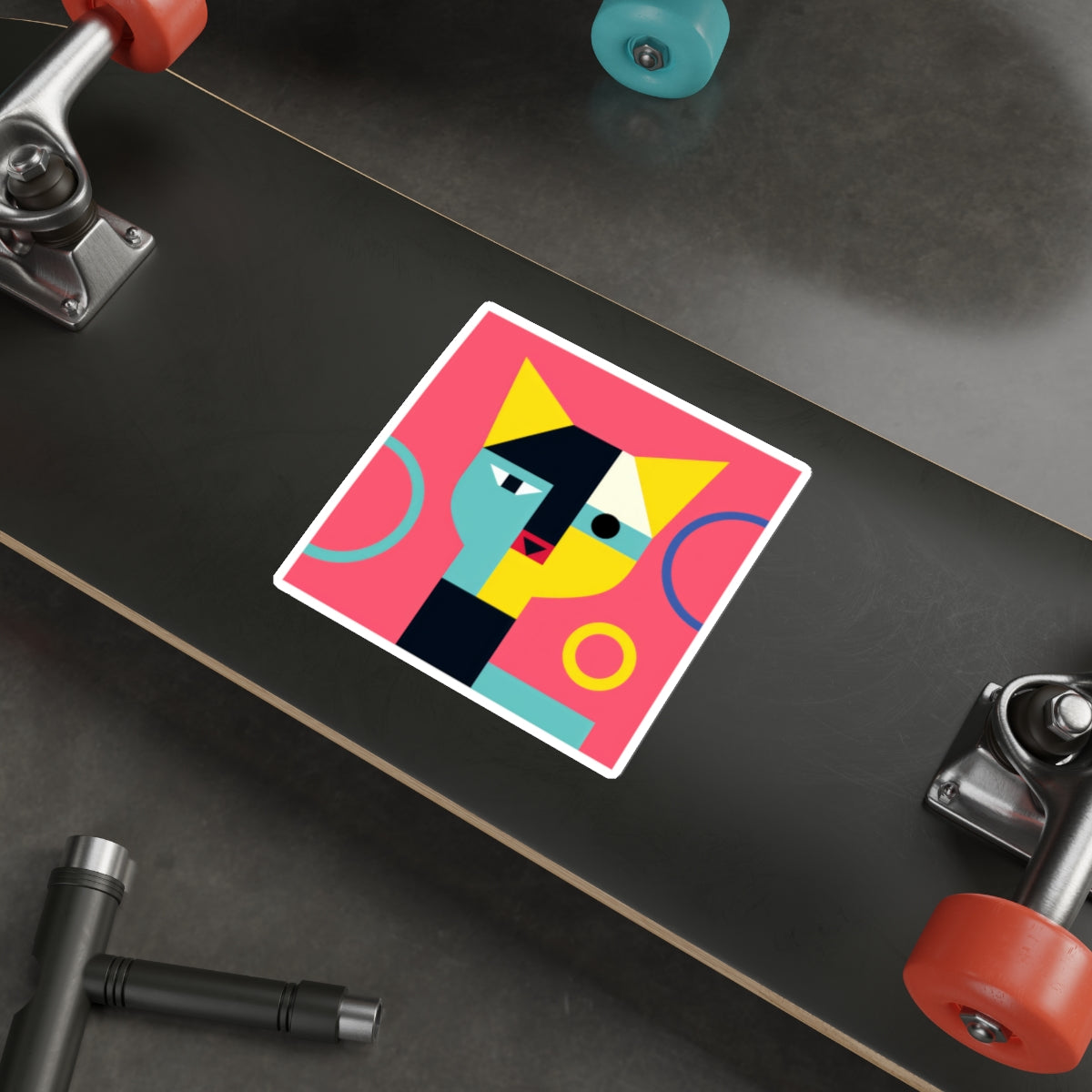 Meowhaus #3 Bauhaus Mondrian Inspired Abstract Cat Sticker
