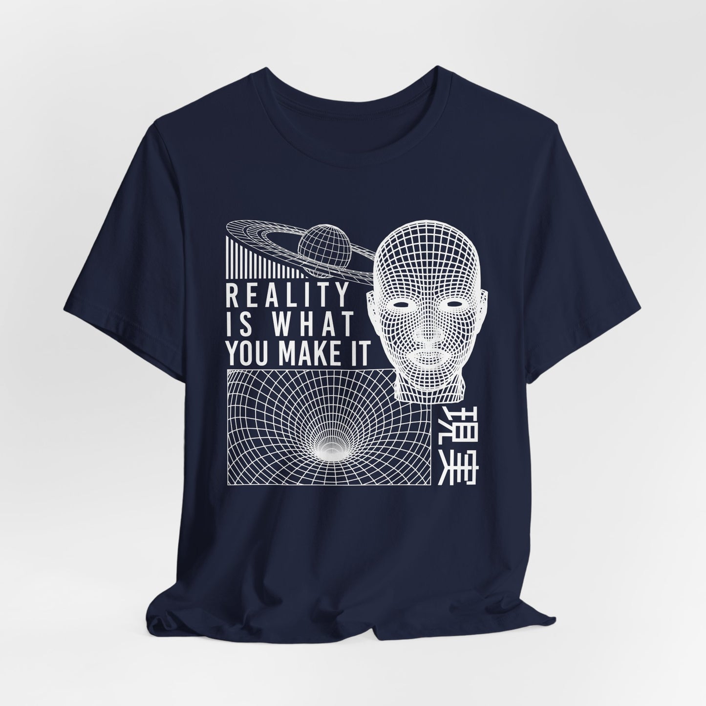 Reality Cyberpunk TShirt - Vaporwave Outrun Aesthetic, Typographic Wireframe, Abstract Original Streetwear Tee