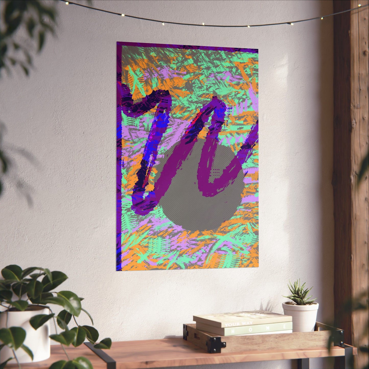 Scribble Neon Poster Art Print | Abstract, Geometric, Minimal 80's Decor, Nostalgia