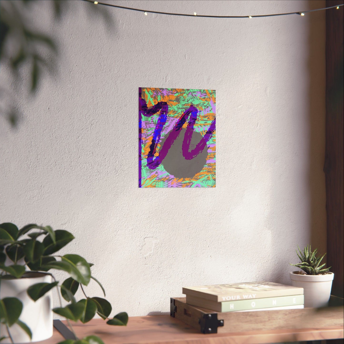 Scribble Neon Poster Art Print | Abstract, Geometric, Minimal 80's Decor, Nostalgia