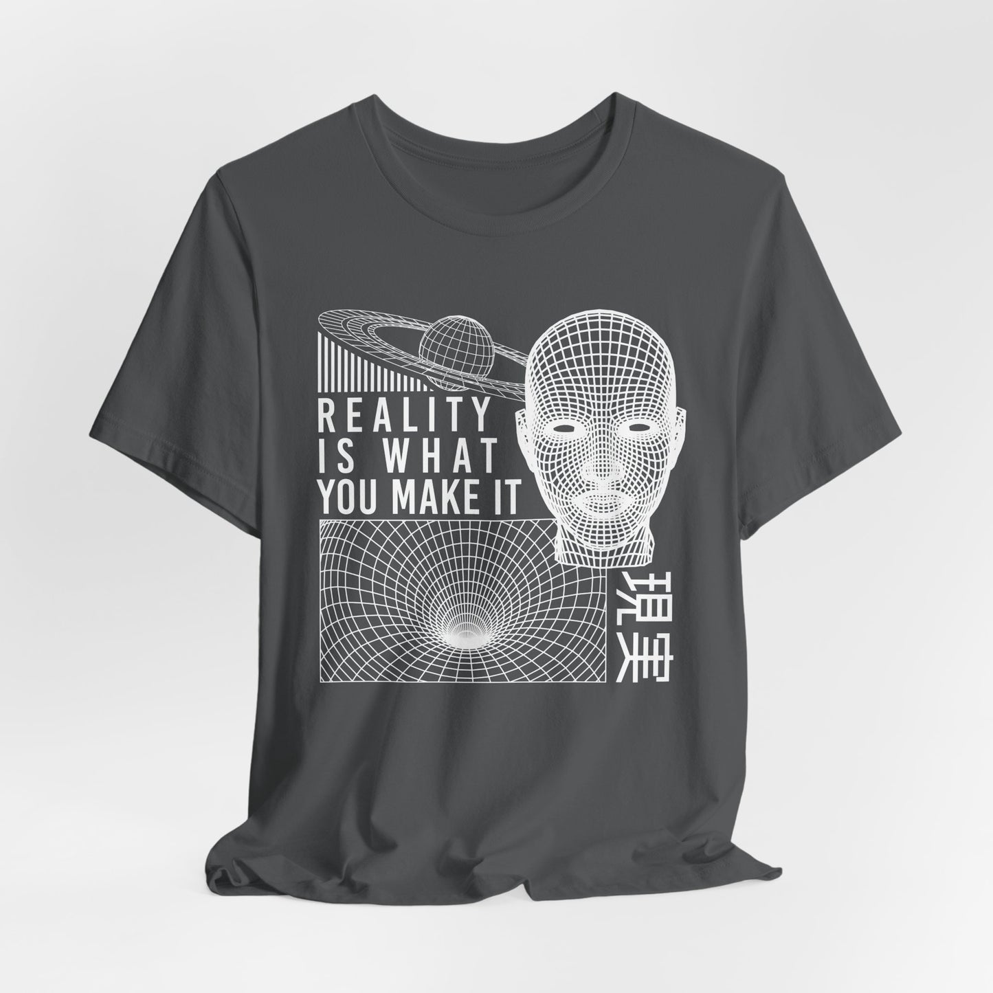 Reality Cyberpunk TShirt - Vaporwave Outrun Aesthetic, Typographic Wireframe, Abstract Original Streetwear Tee