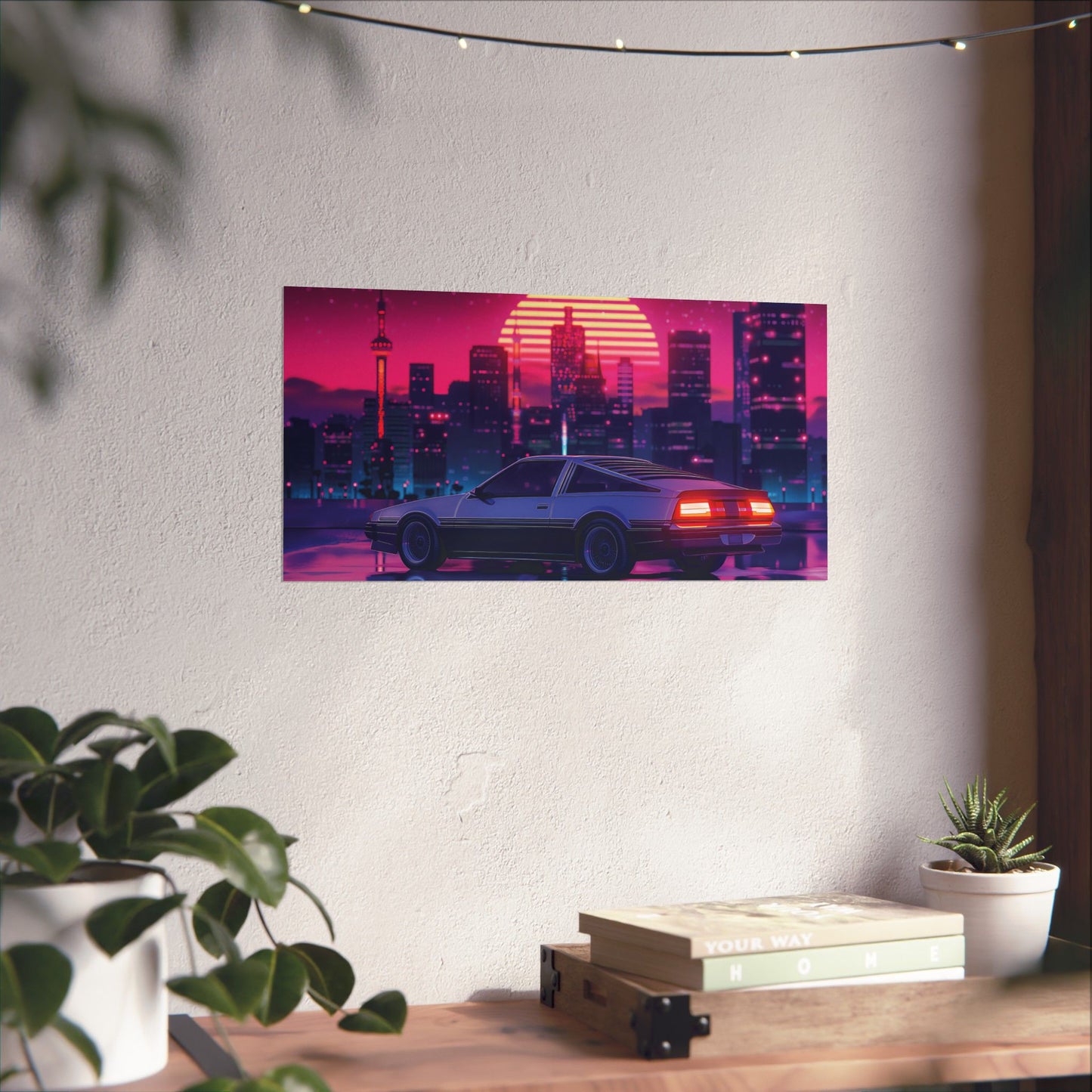 Outrun Synthwave Sunset Poster - Aesthetic Nightlife Wall Decor