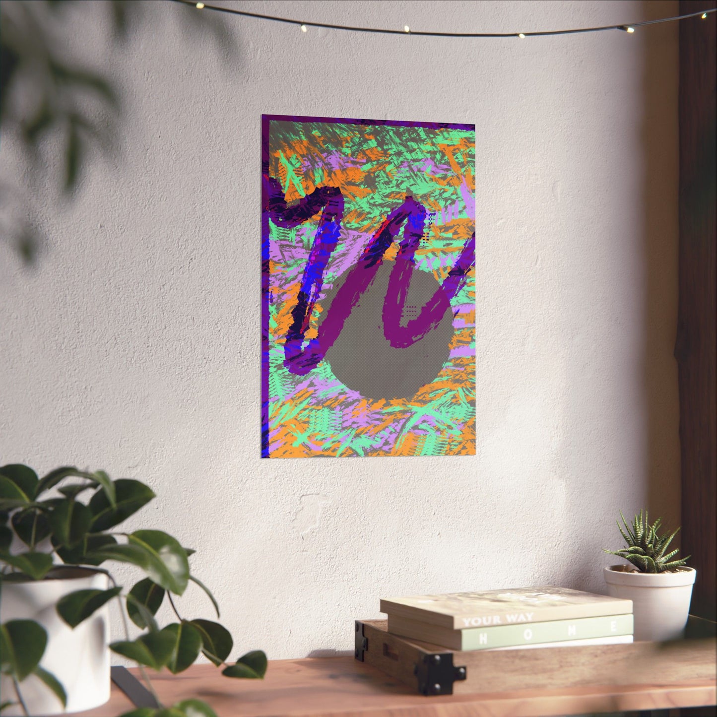 Scribble Neon Poster Art Print | Abstract, Geometric, Minimal 80's Decor, Nostalgia