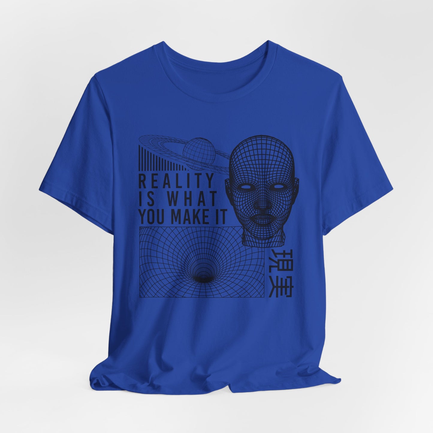 Reality Cyberpunk TShirt - Vaporwave Outrun Aesthetic, Typographic Wireframe, Abstract Original Streetwear Tee