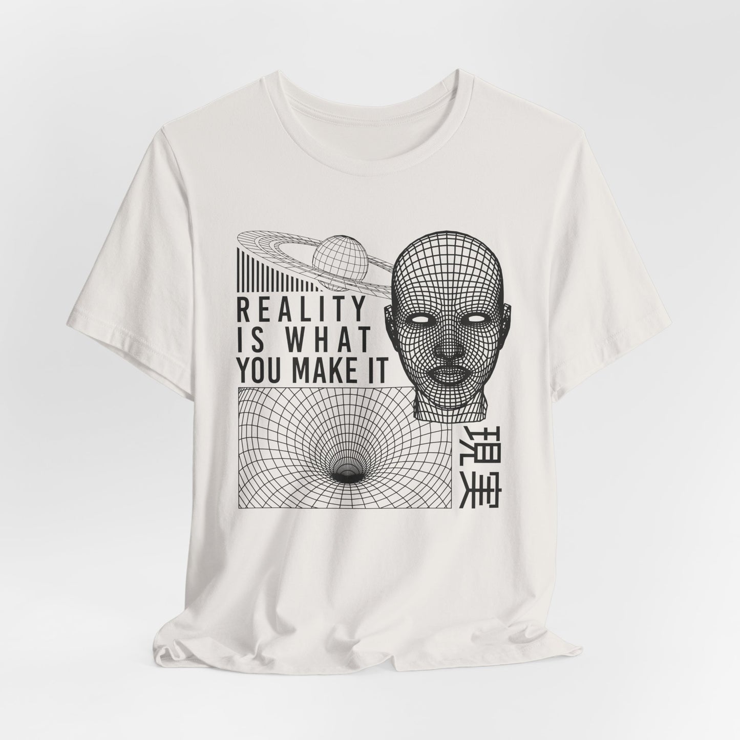 Reality Cyberpunk TShirt - Vaporwave Outrun Aesthetic, Typographic Wireframe, Abstract Original Streetwear Tee