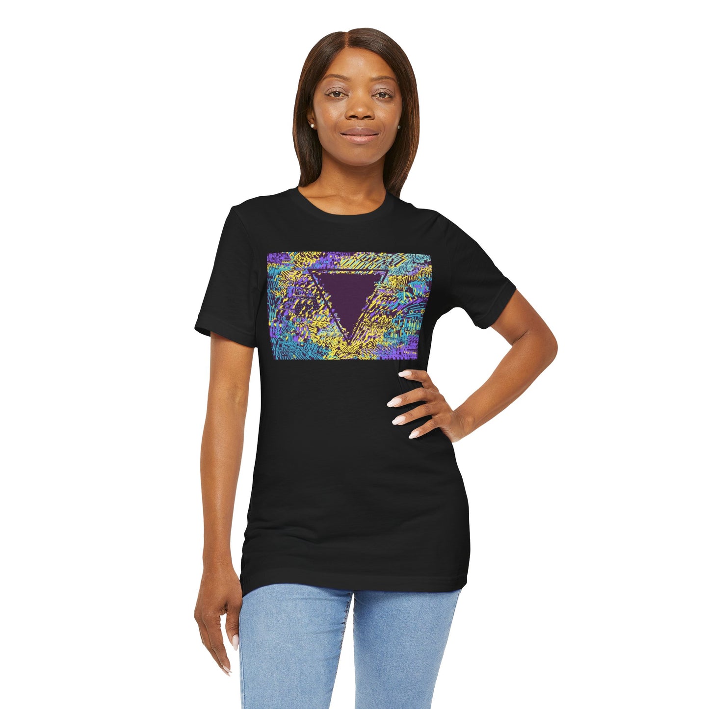 Tessellate - Glitch Art Triangle T-Shirt, Abstract Original Colorful Tee, Hipster Graphic Streetwear Tee