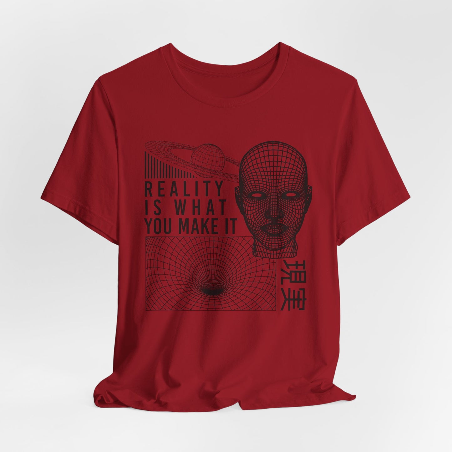 Reality Cyberpunk TShirt - Vaporwave Outrun Aesthetic, Typographic Wireframe, Abstract Original Streetwear Tee