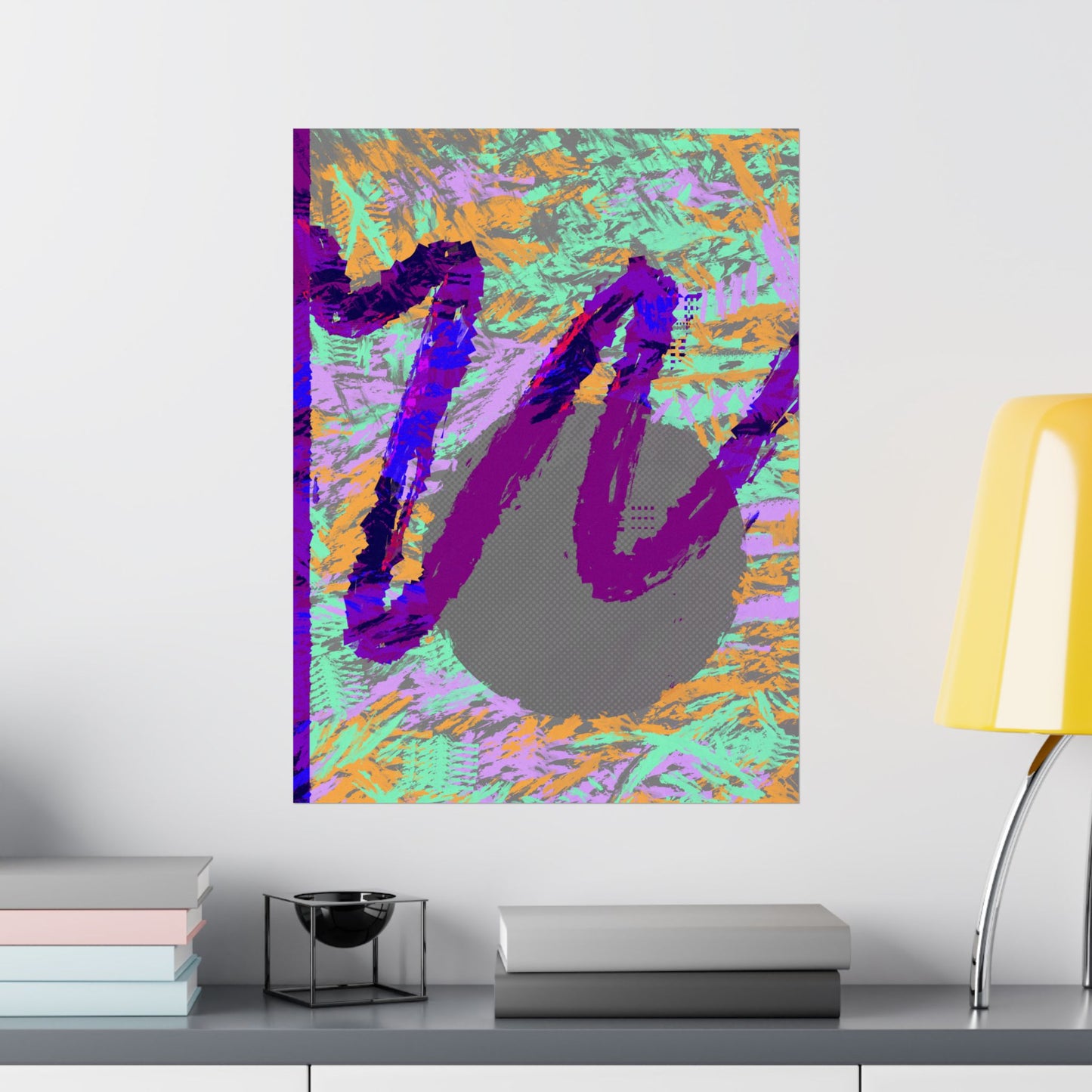 Scribble Neon Poster Art Print | Abstract, Geometric, Minimal 80's Decor, Nostalgia