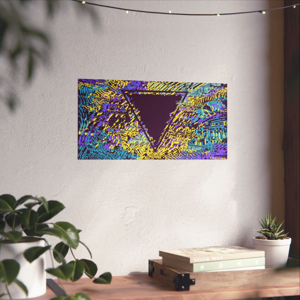 Tessellate - Glitch Art Triangle Poster, Geometric Abstract Purple Yellow & Teal, Wall Art Print, Home Decor, Original Artwork