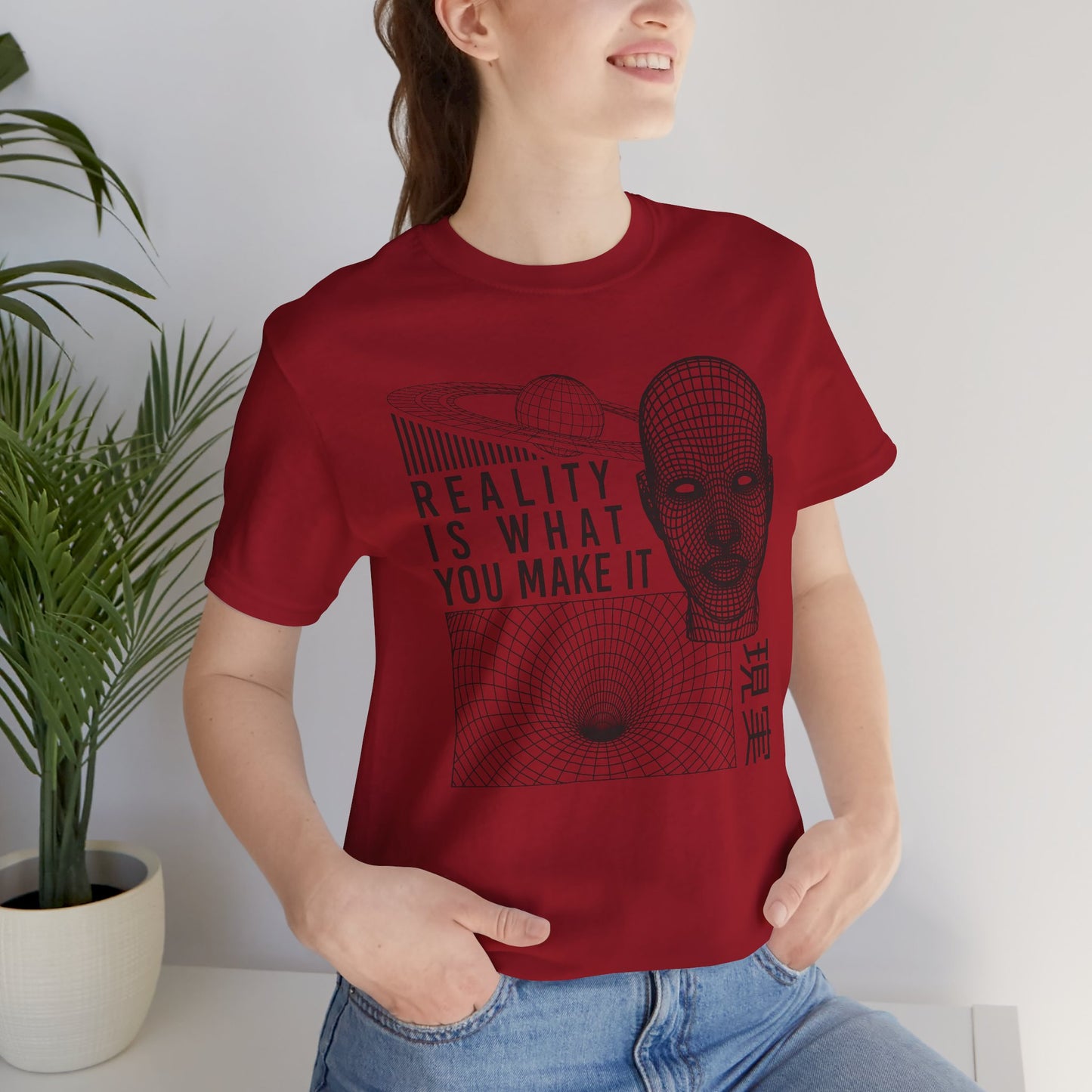 Reality Cyberpunk TShirt - Vaporwave Outrun Aesthetic, Typographic Wireframe, Abstract Original Streetwear Tee