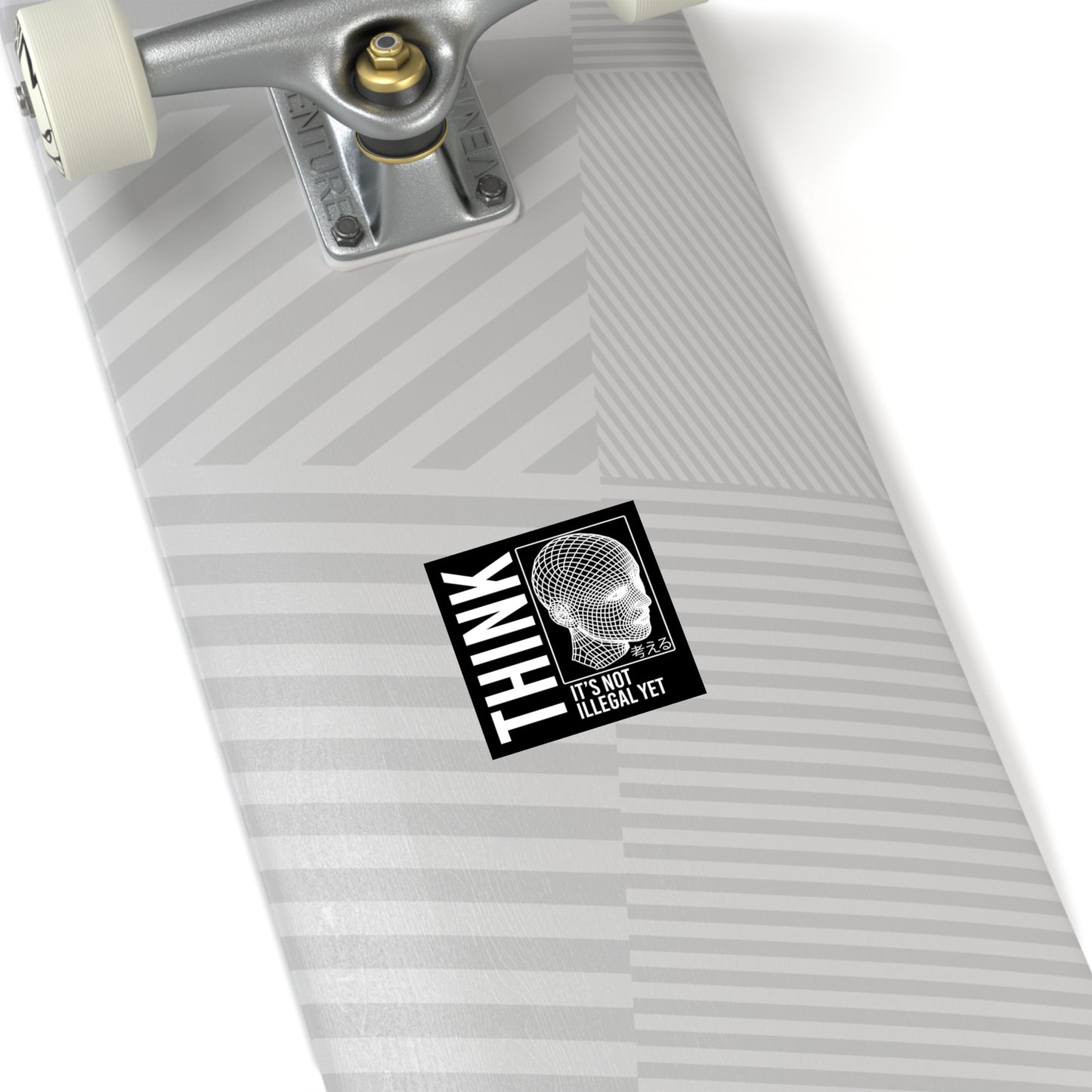 THINK It's Not Illegal Yet Sticker Vinyl - Inverted Edition | Vaporwave Cyberpunk Weirdcore | Typography Wireframe 2x2-6x6