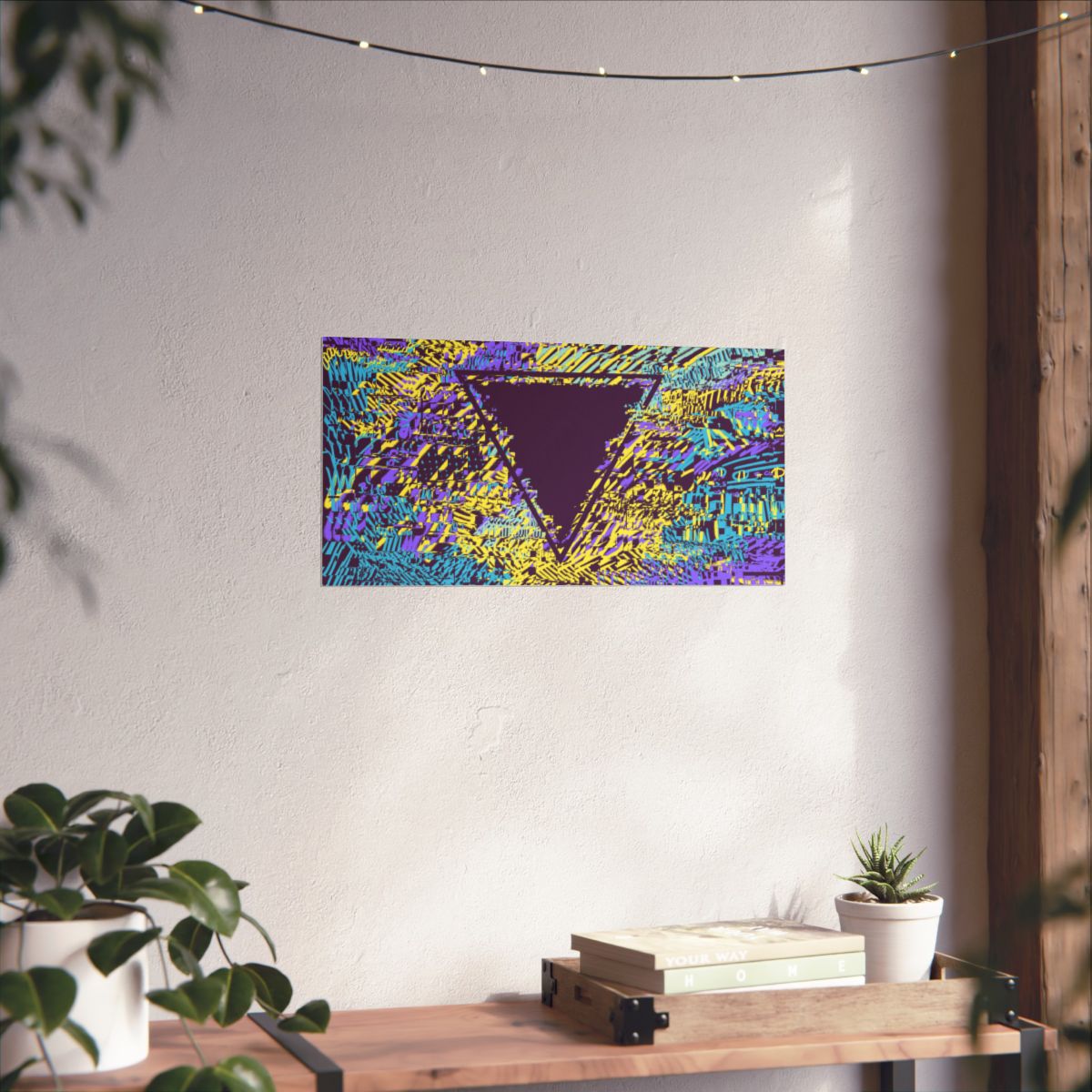 Tessellate - Glitch Art Triangle Poster, Geometric Abstract Purple Yellow & Teal, Wall Art Print, Home Decor, Original Artwork