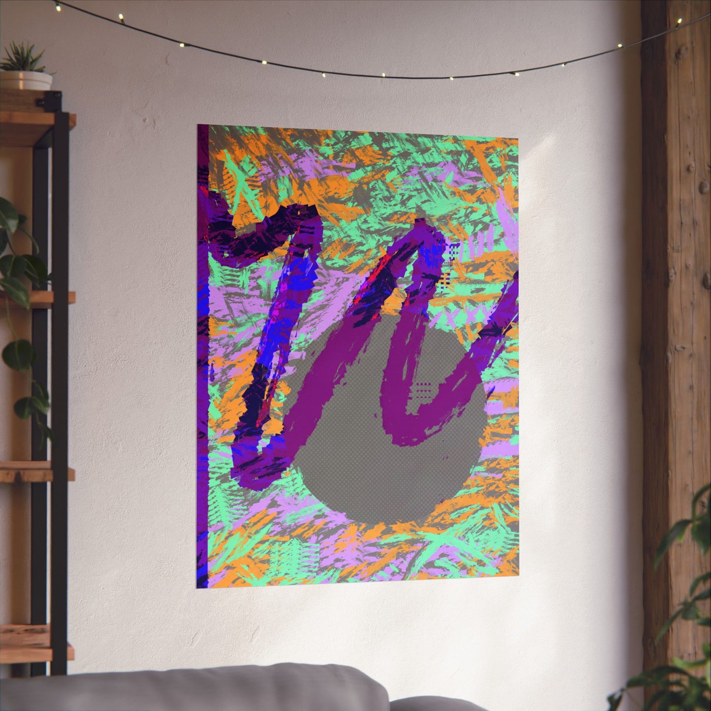 Scribble Neon Poster Art Print | Abstract, Geometric, Minimal 80's Decor, Nostalgia