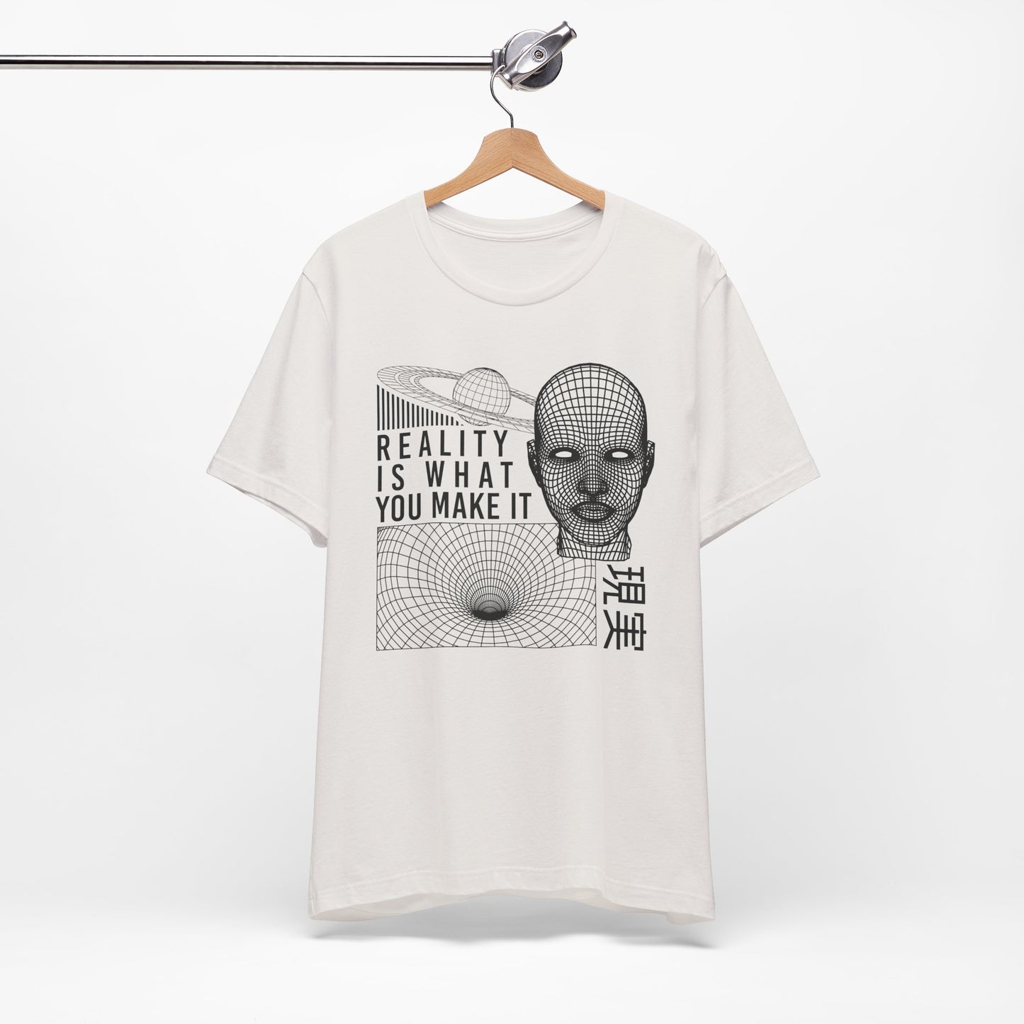 Reality Cyberpunk TShirt - Vaporwave Outrun Aesthetic, Typographic Wireframe, Abstract Original Streetwear Tee
