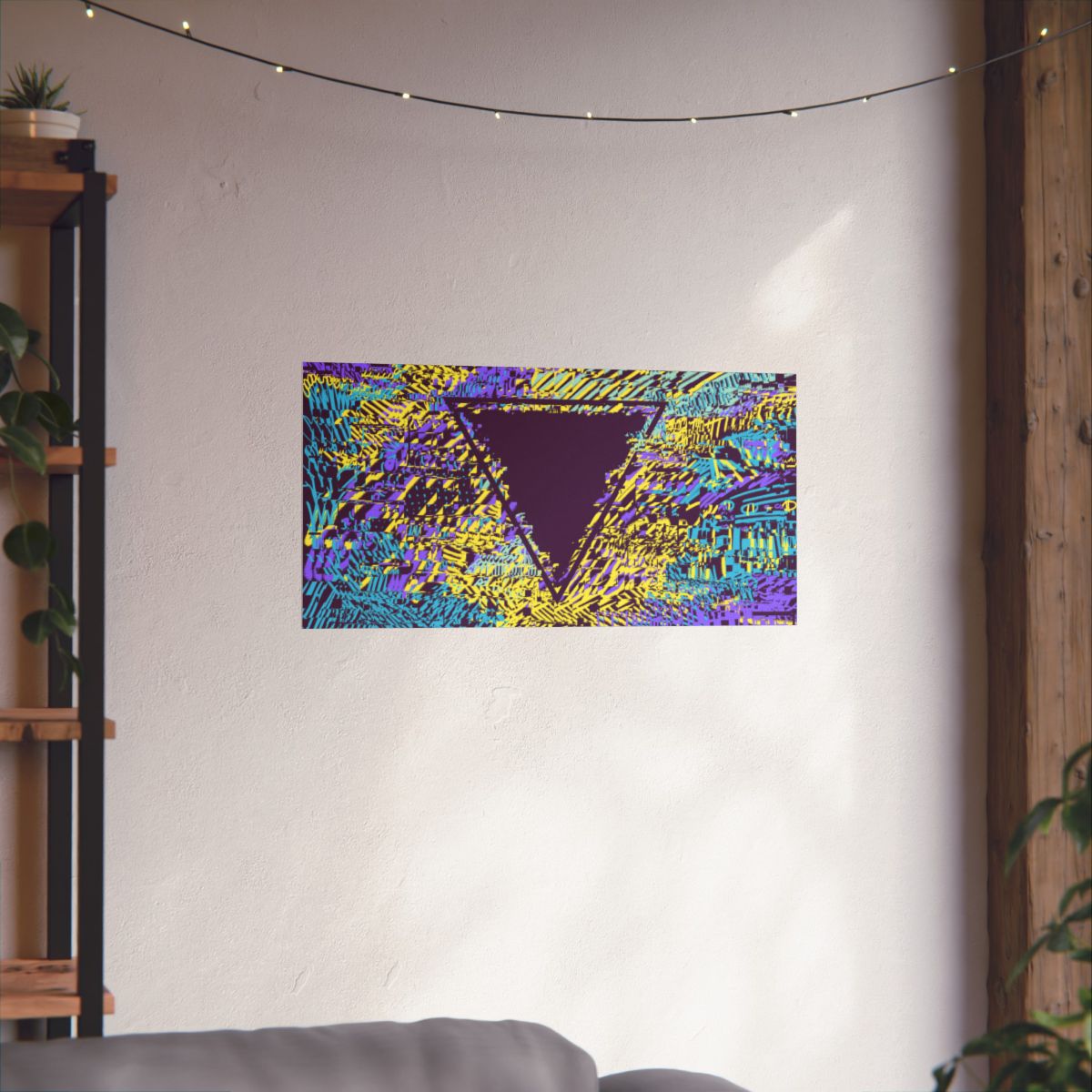 Tessellate - Glitch Art Triangle Poster, Geometric Abstract Purple Yellow & Teal, Wall Art Print, Home Decor, Original Artwork